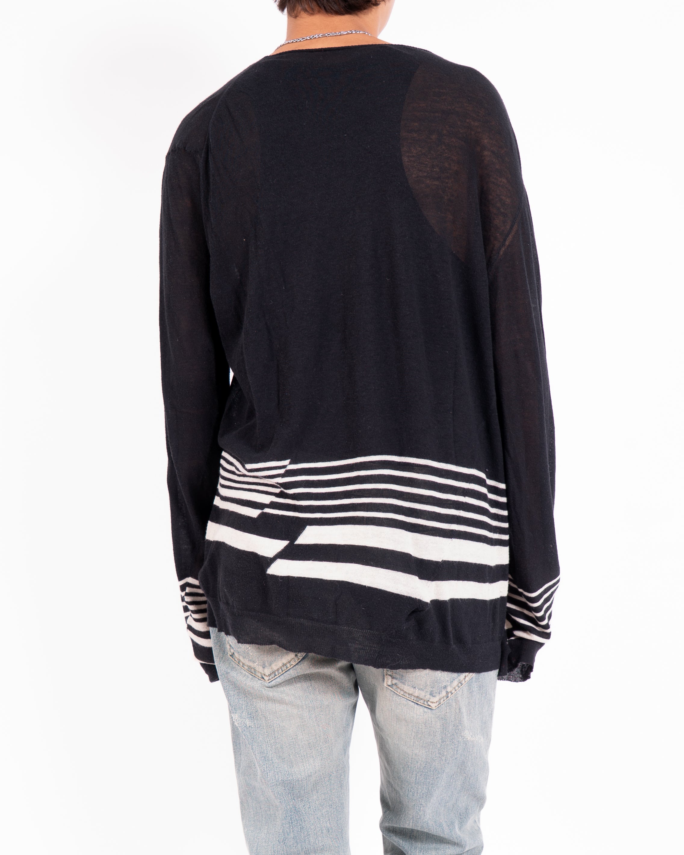 SS16 Striped Knit in Black & White Cashmere
