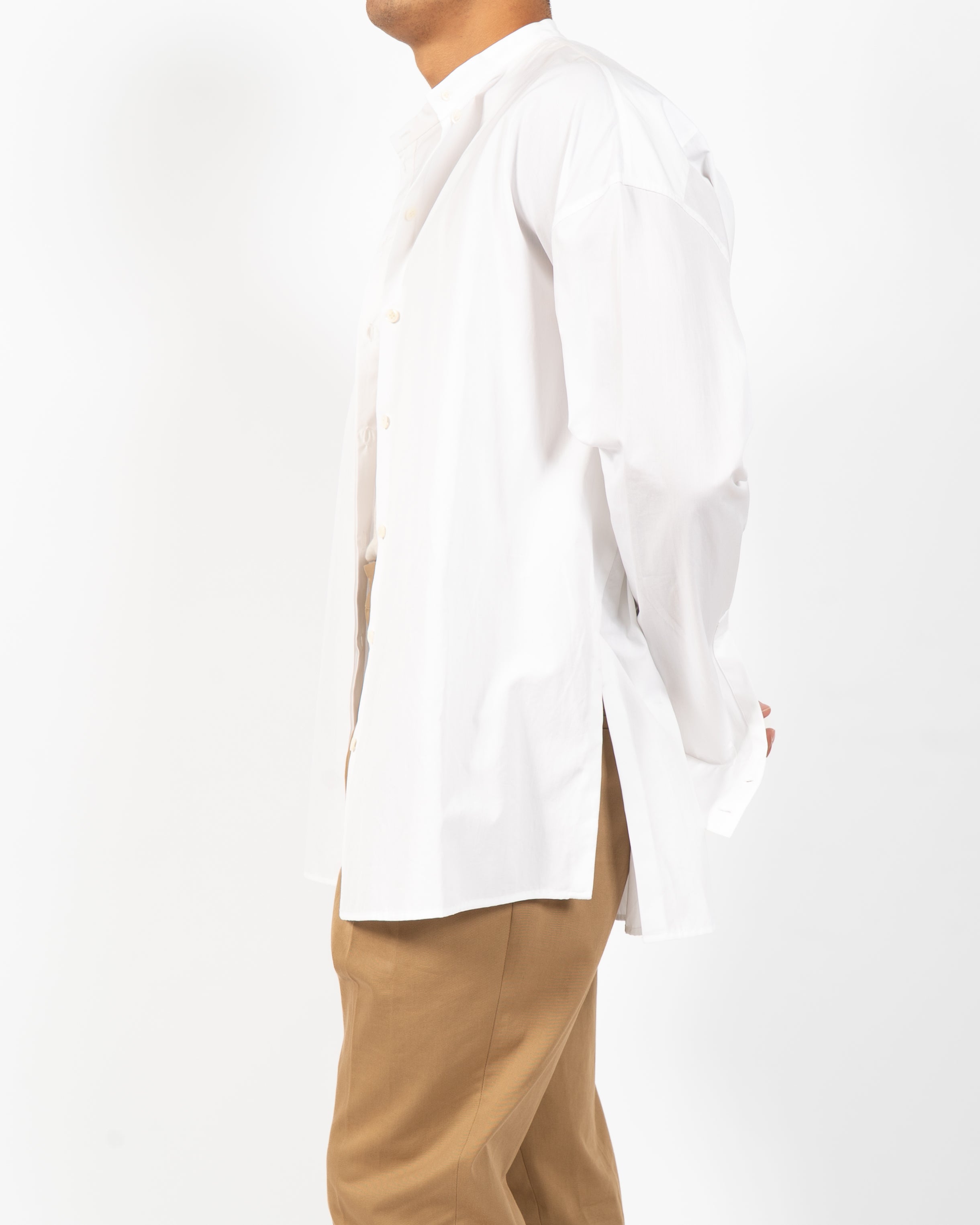 SS18 Oversized Side-Vent Shirt in White Cotton