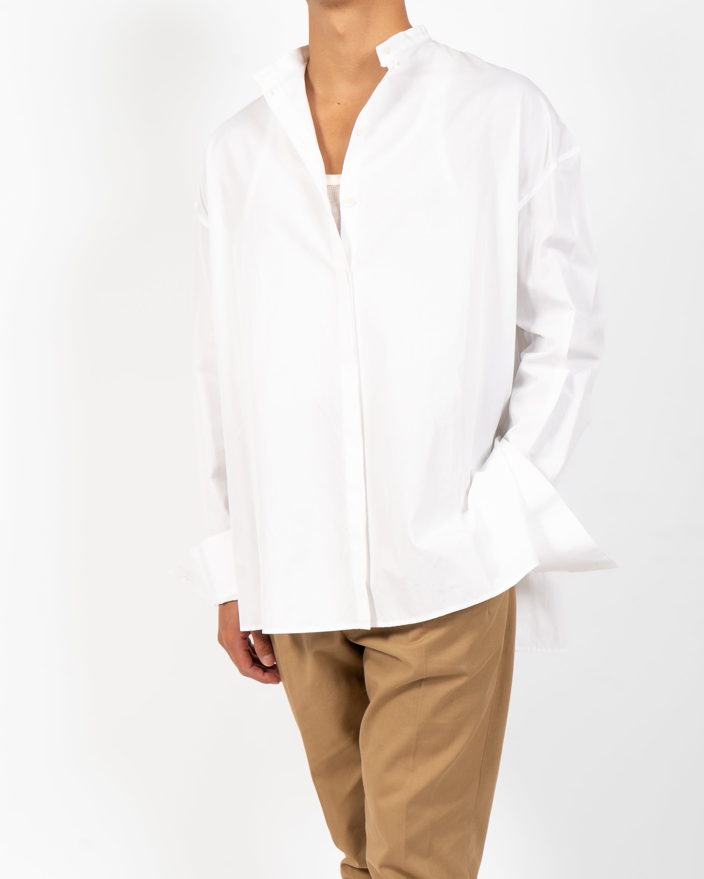 SS18 Oversized Side-Vent Shirt in White Cotton