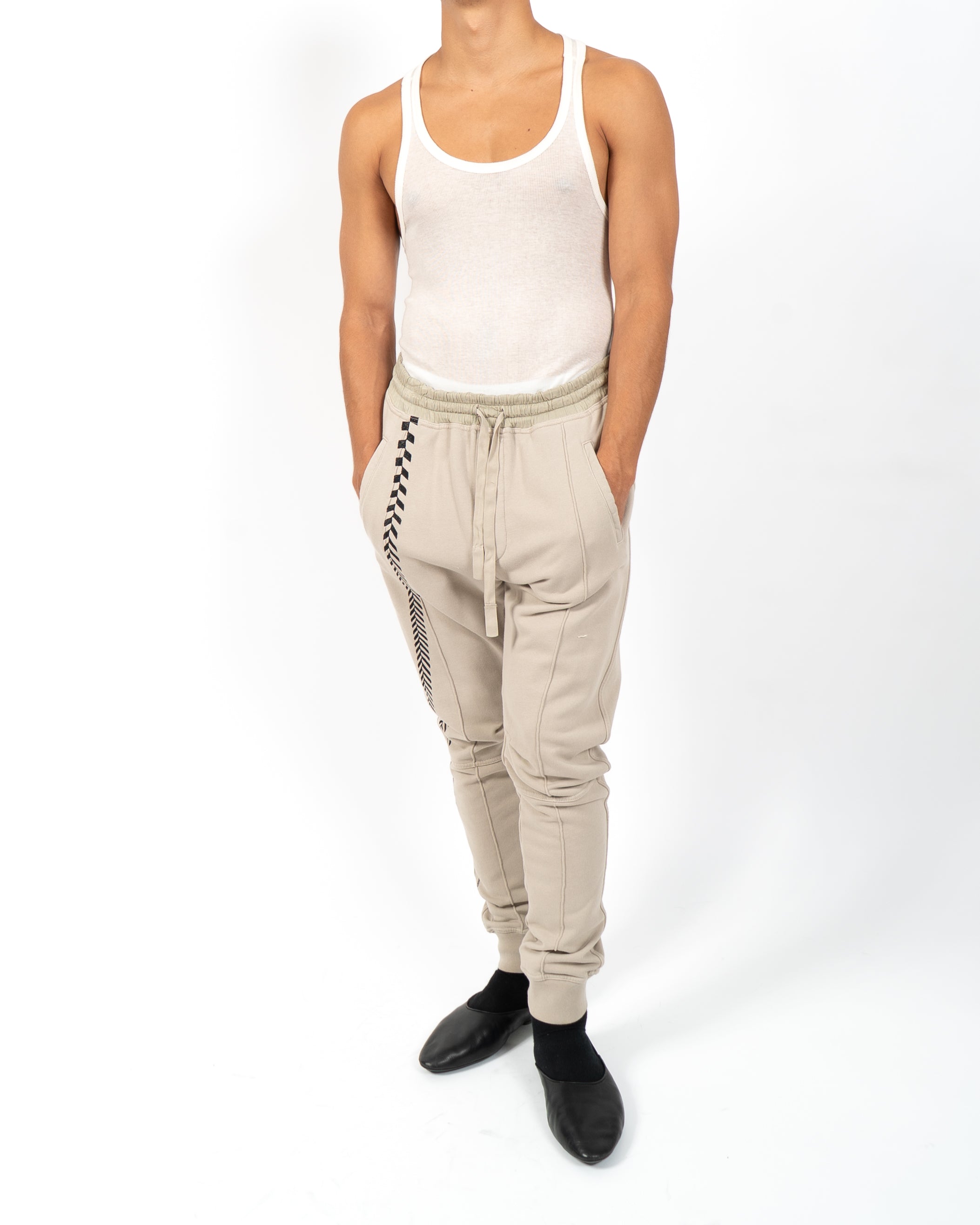 FW19 Embroidered Sweatpants in Beige Perth Cotton