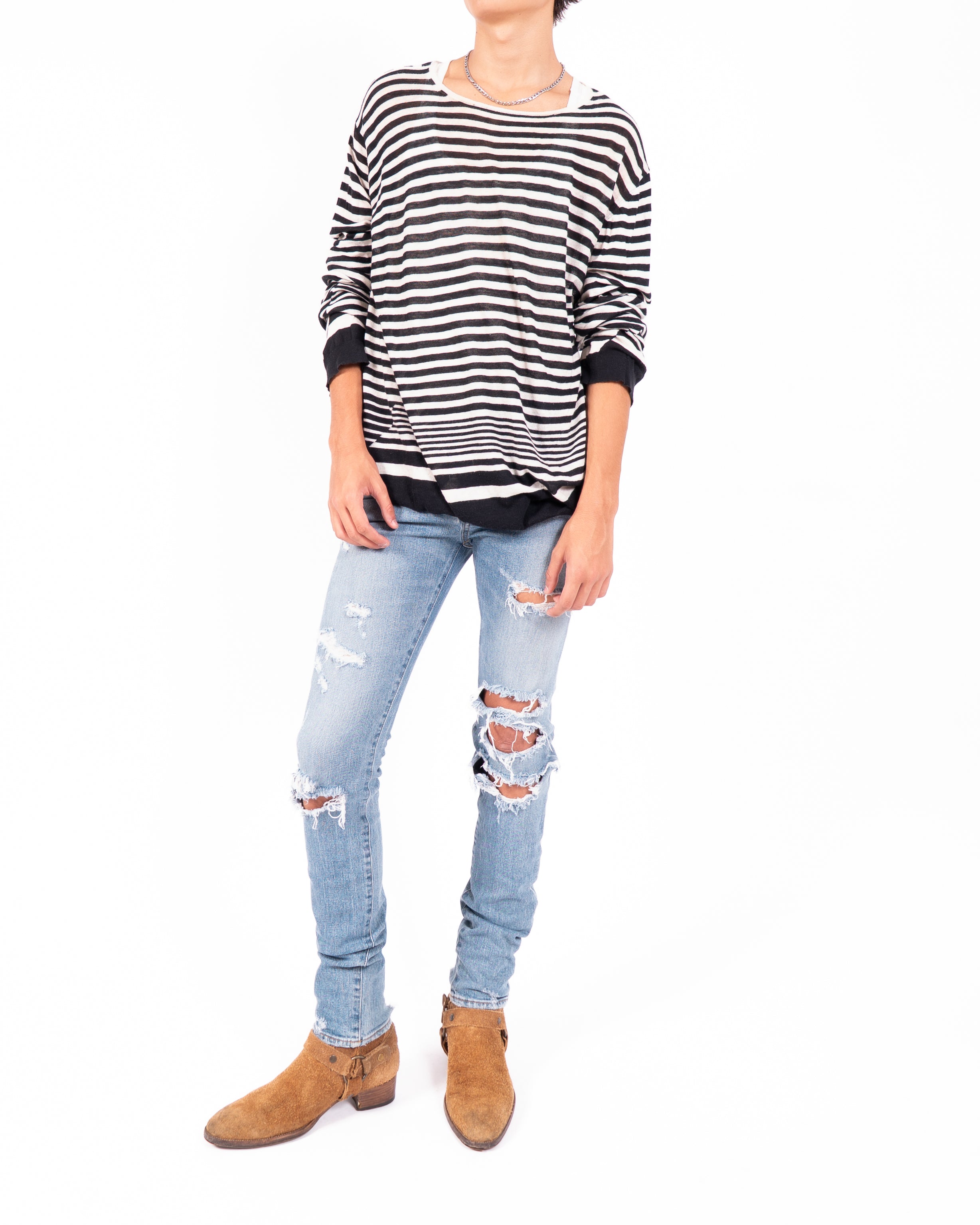 SS16 Striped Longsleeve in Black & White Cashmere