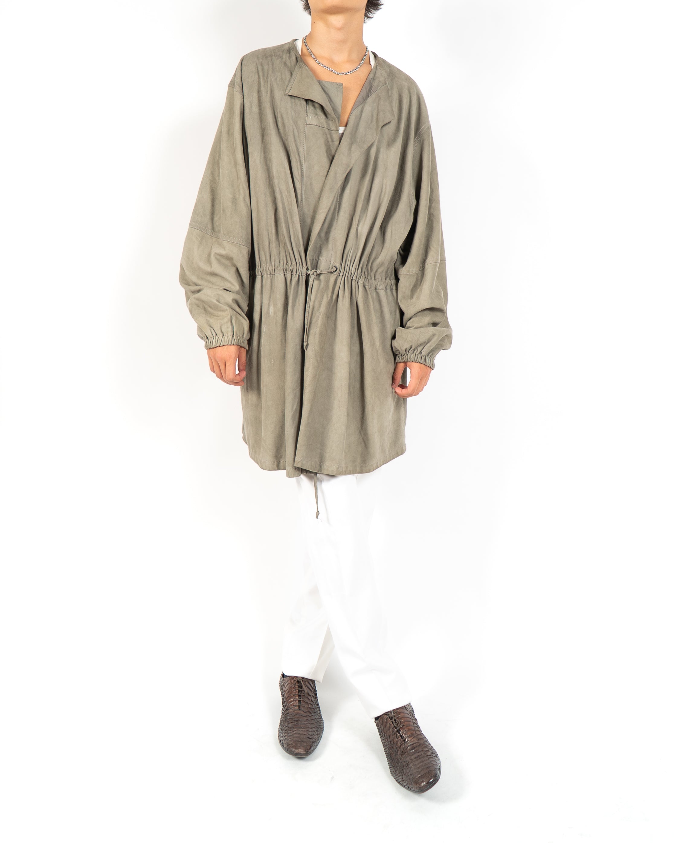 SS08 Oversized Open Coat in Grey Suede