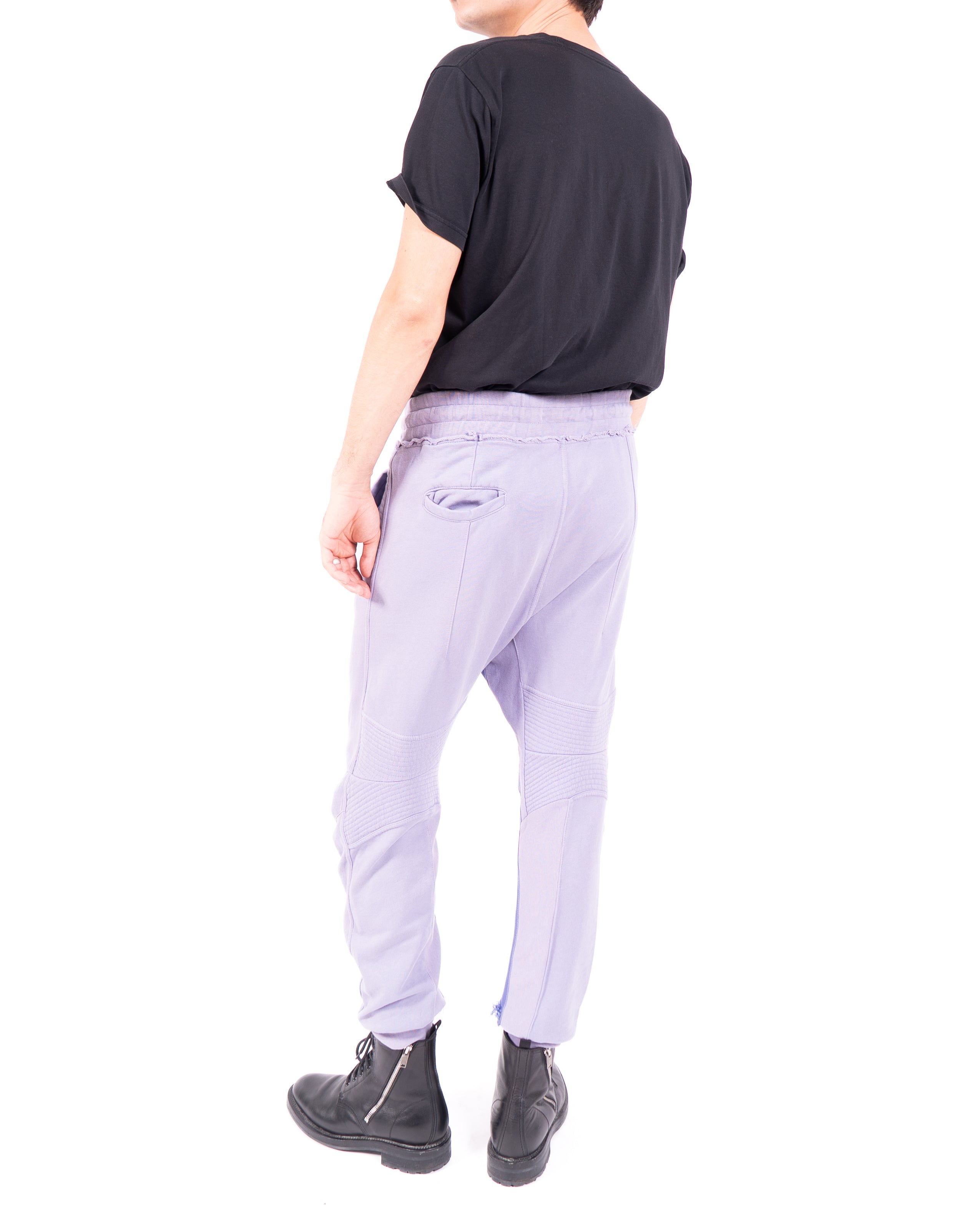 SS18 Distressed Biker Sweatpants in Lilac Perth Cotton
