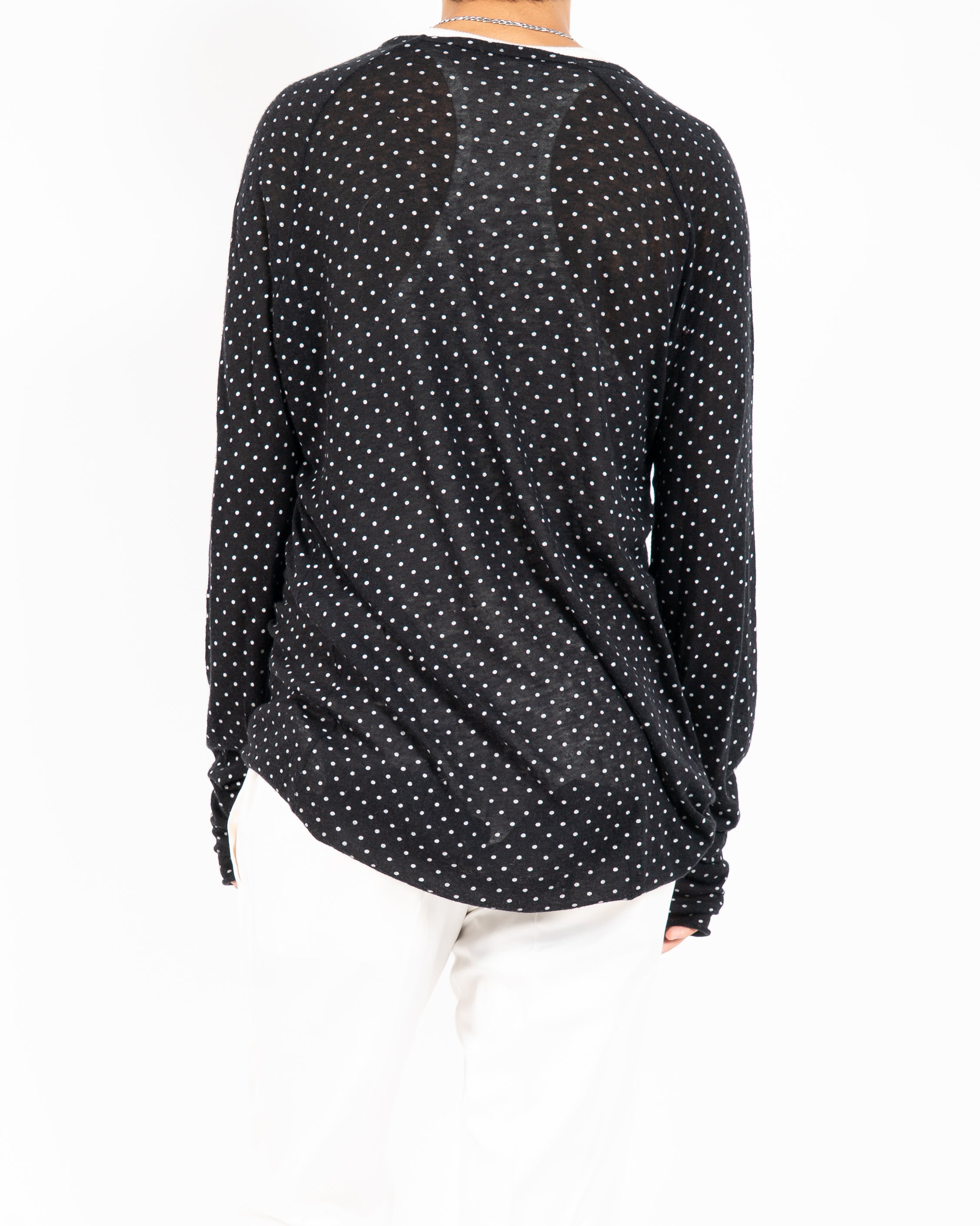 FW16 Polka Dot Printed Longsleeve in Black Cashmere