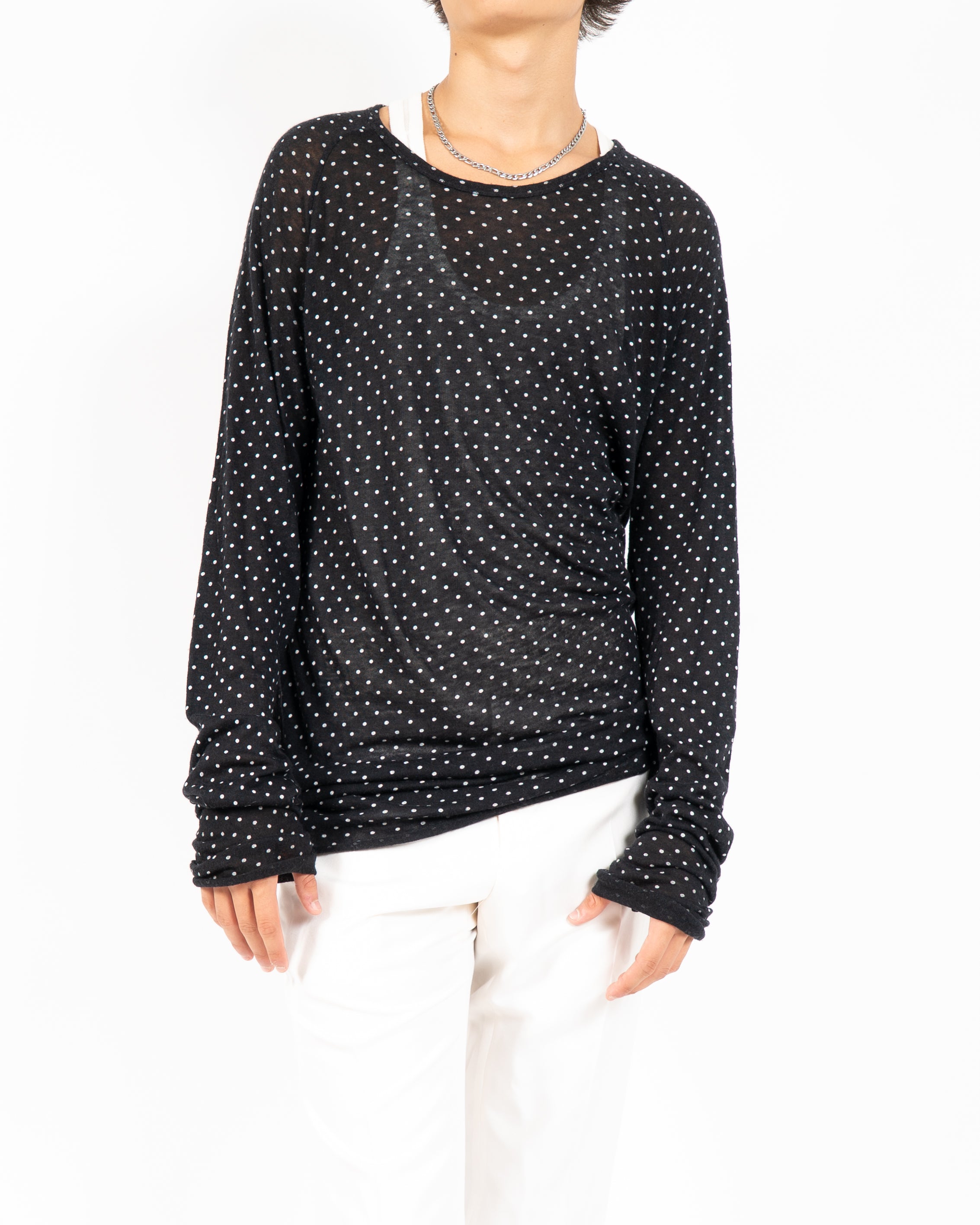 FW16 Polka Dot Printed Longsleeve in Black Cashmere