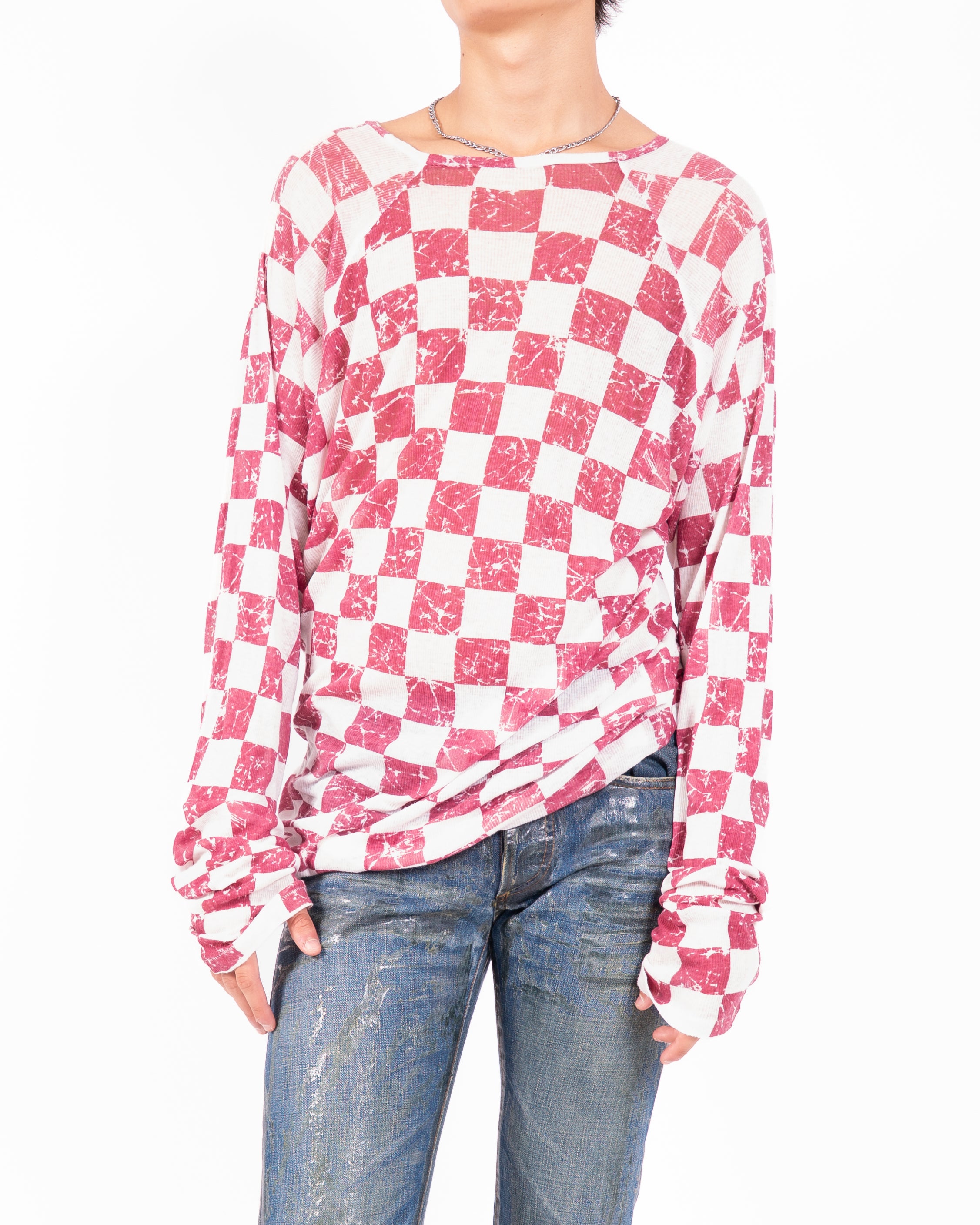 SS15 Checked Longsleeve in Red & Creme Cashmere