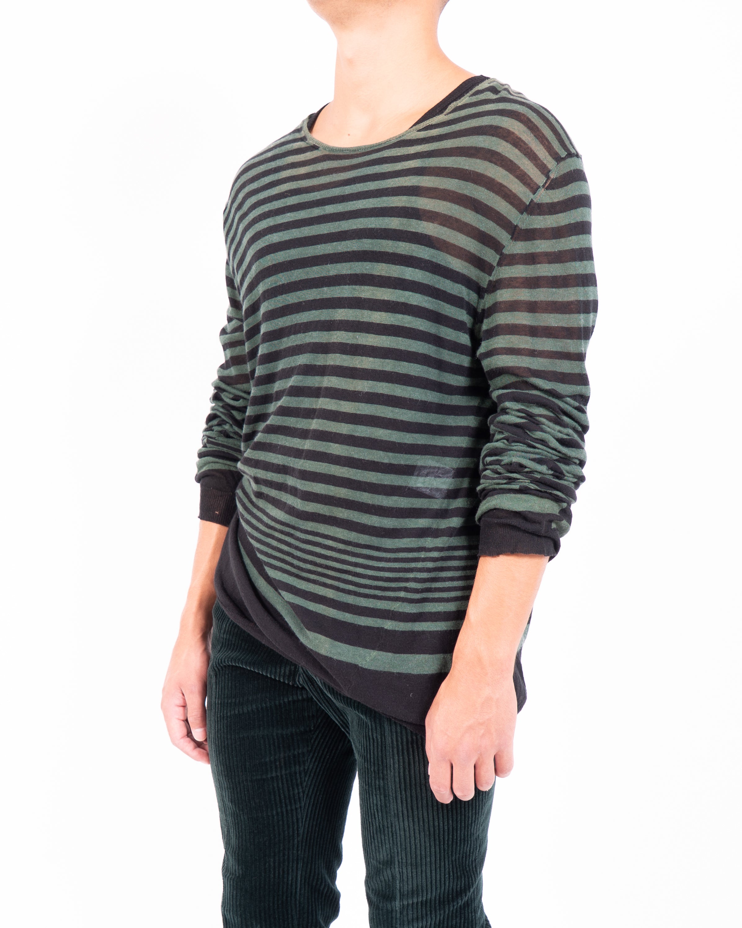 SS16 Striped Longsleeve in Black & Green Wool