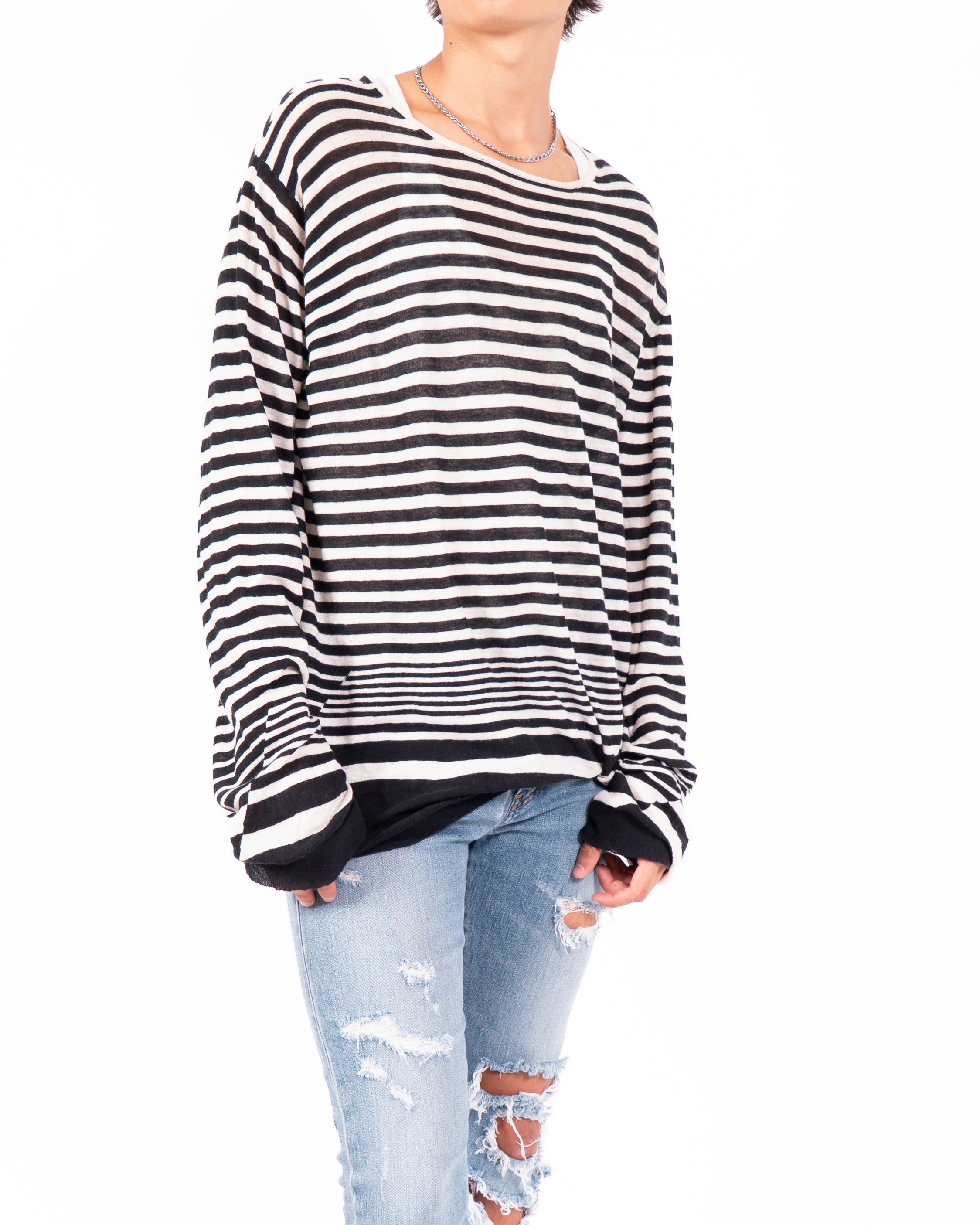 SS16 Striped Longsleeve in Black & White Cashmere
