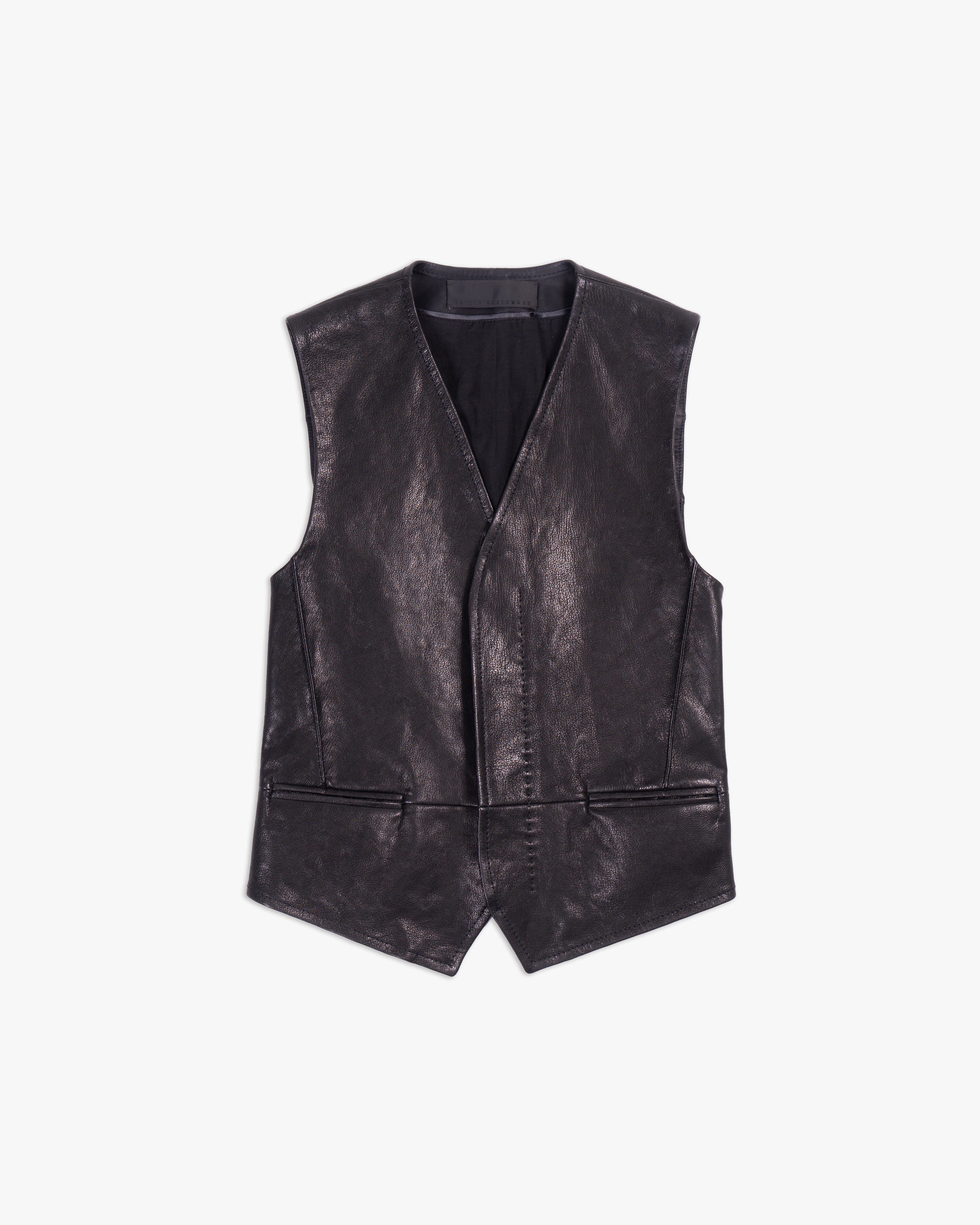 FW16 Waistcoat in Black Leather