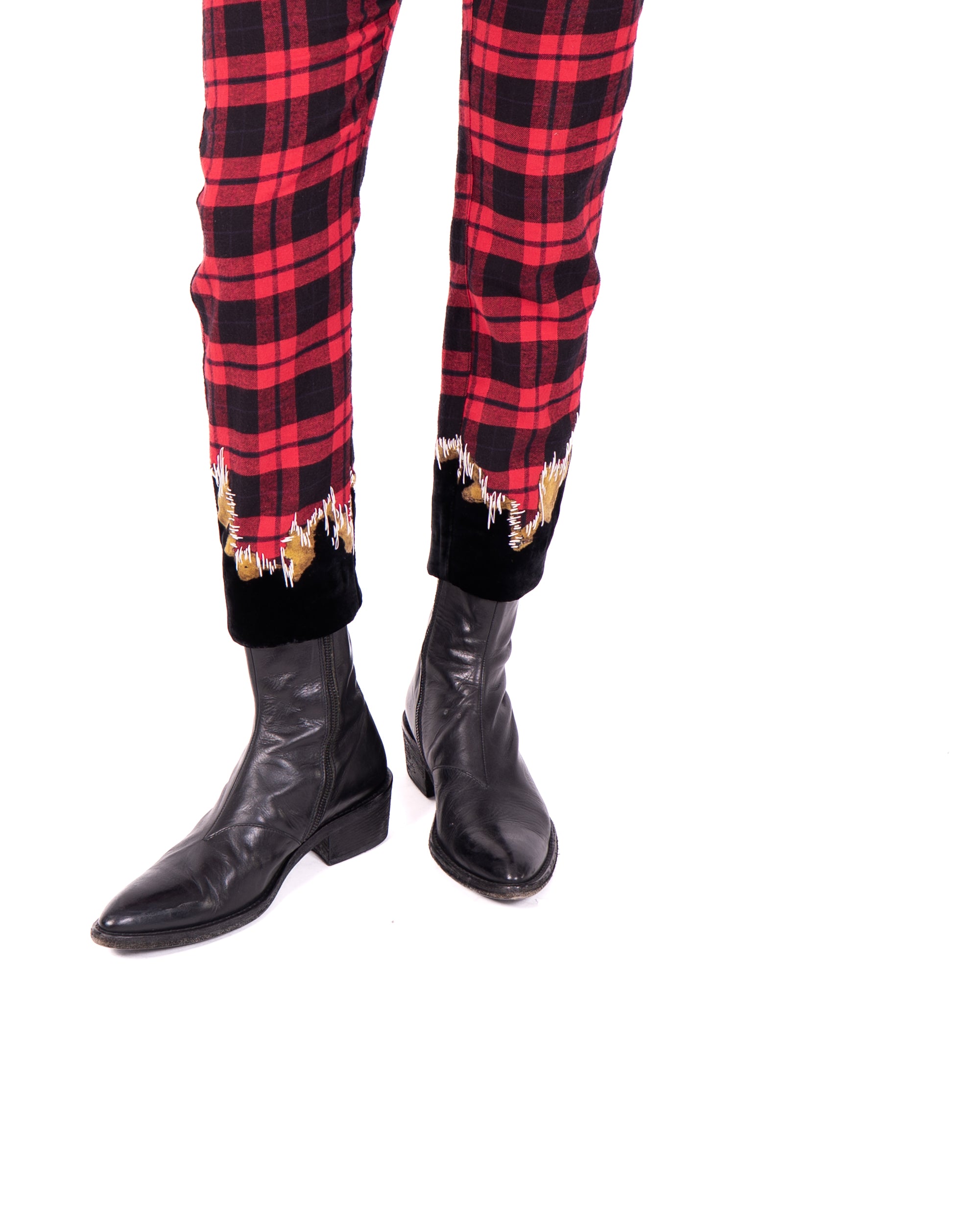 FW17 Bleached Hem Trousers in Checked Wool