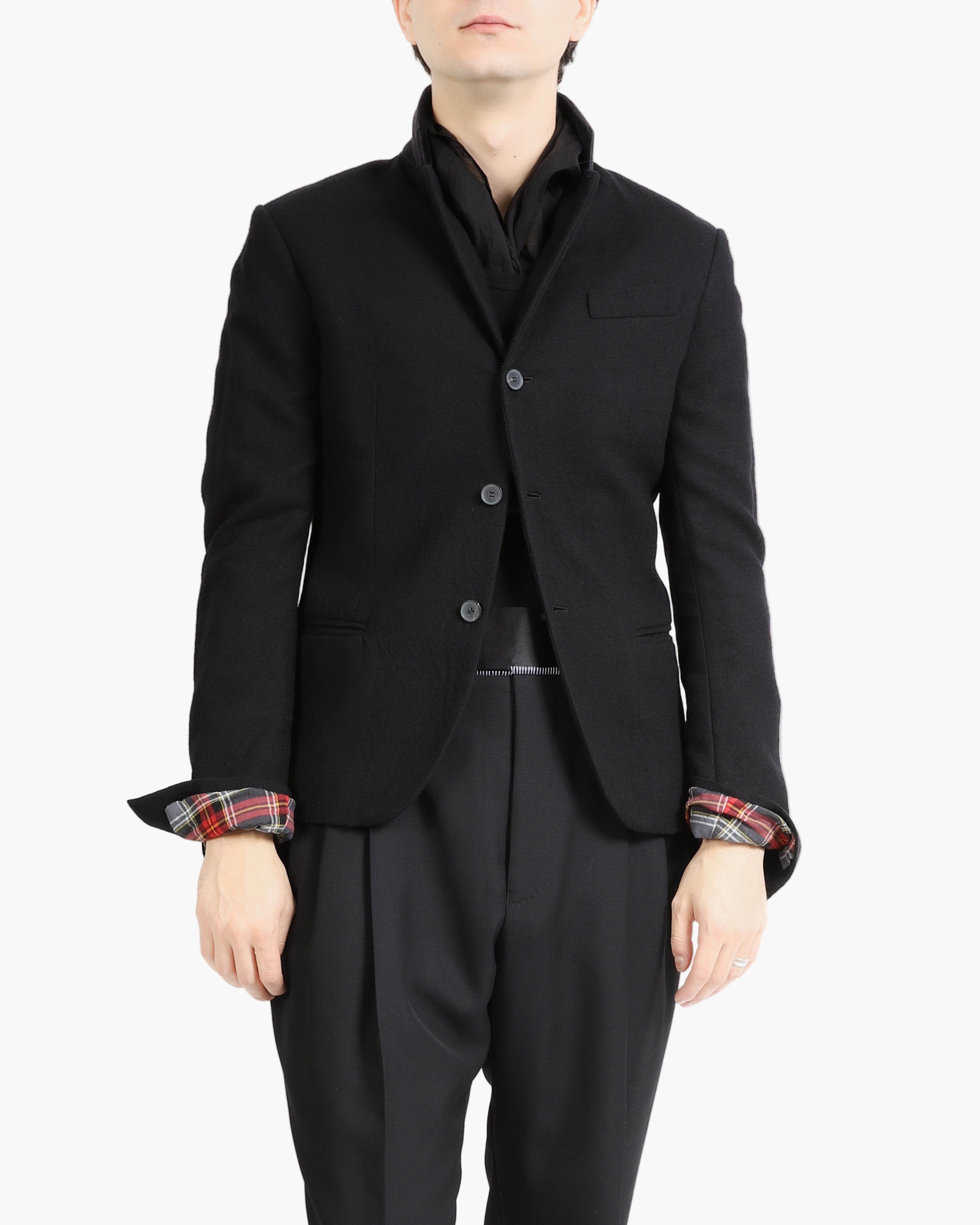 FW17 Velvet Collar Blazer in Black Wool