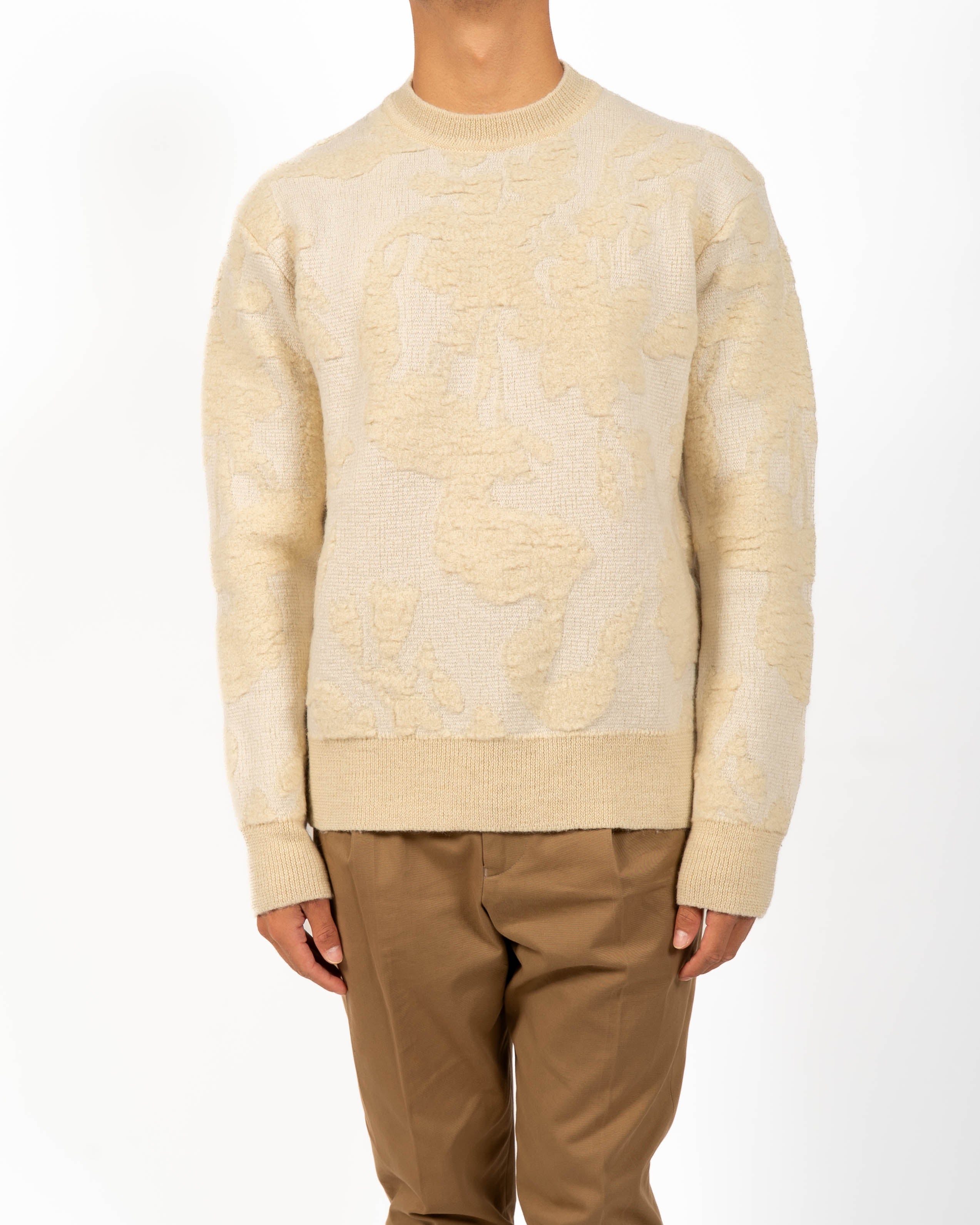 SS18 Hand Knitted Sweater in Ivory/Beige Wool
