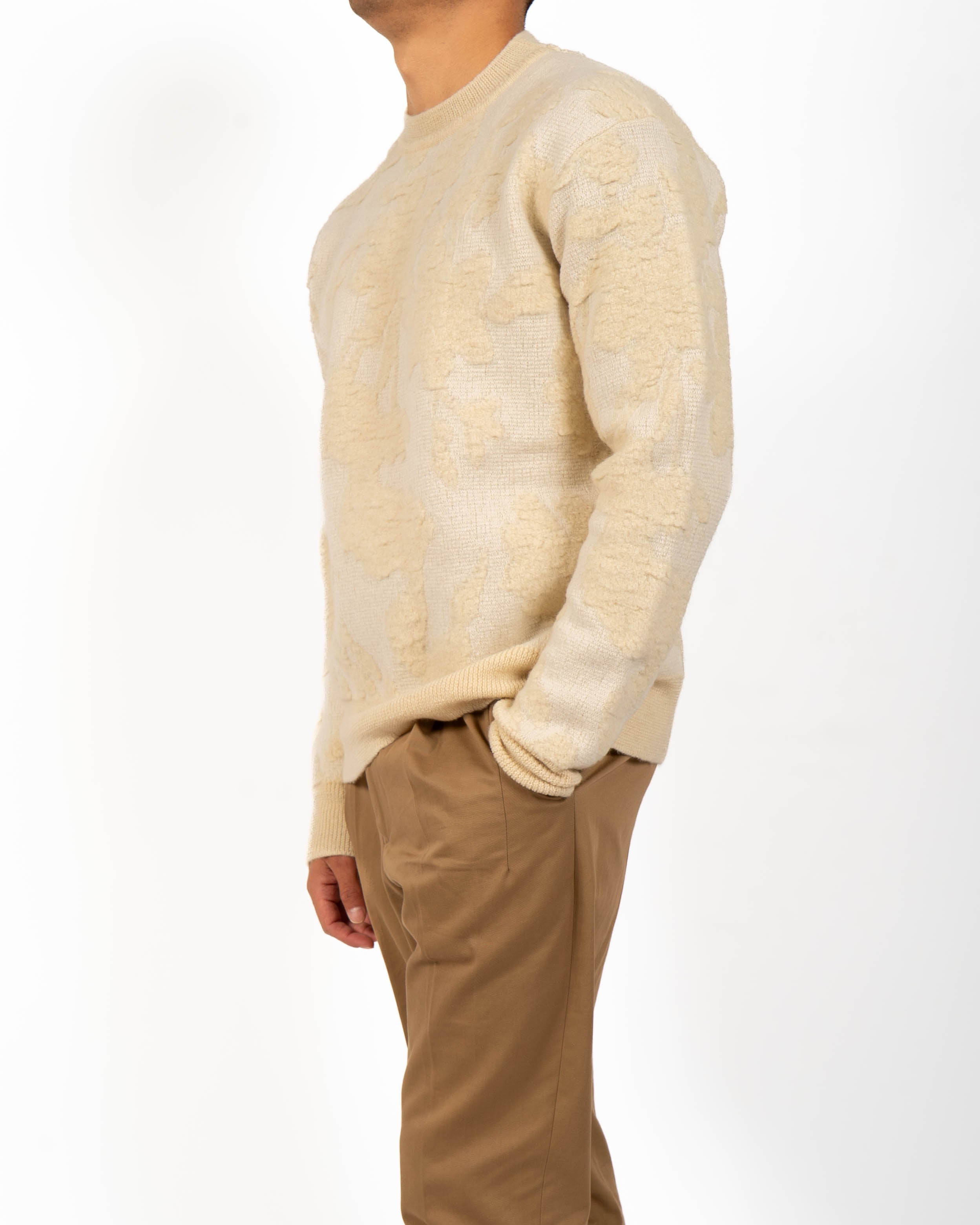 SS18 Hand Knitted Sweater in Ivory/Beige Wool