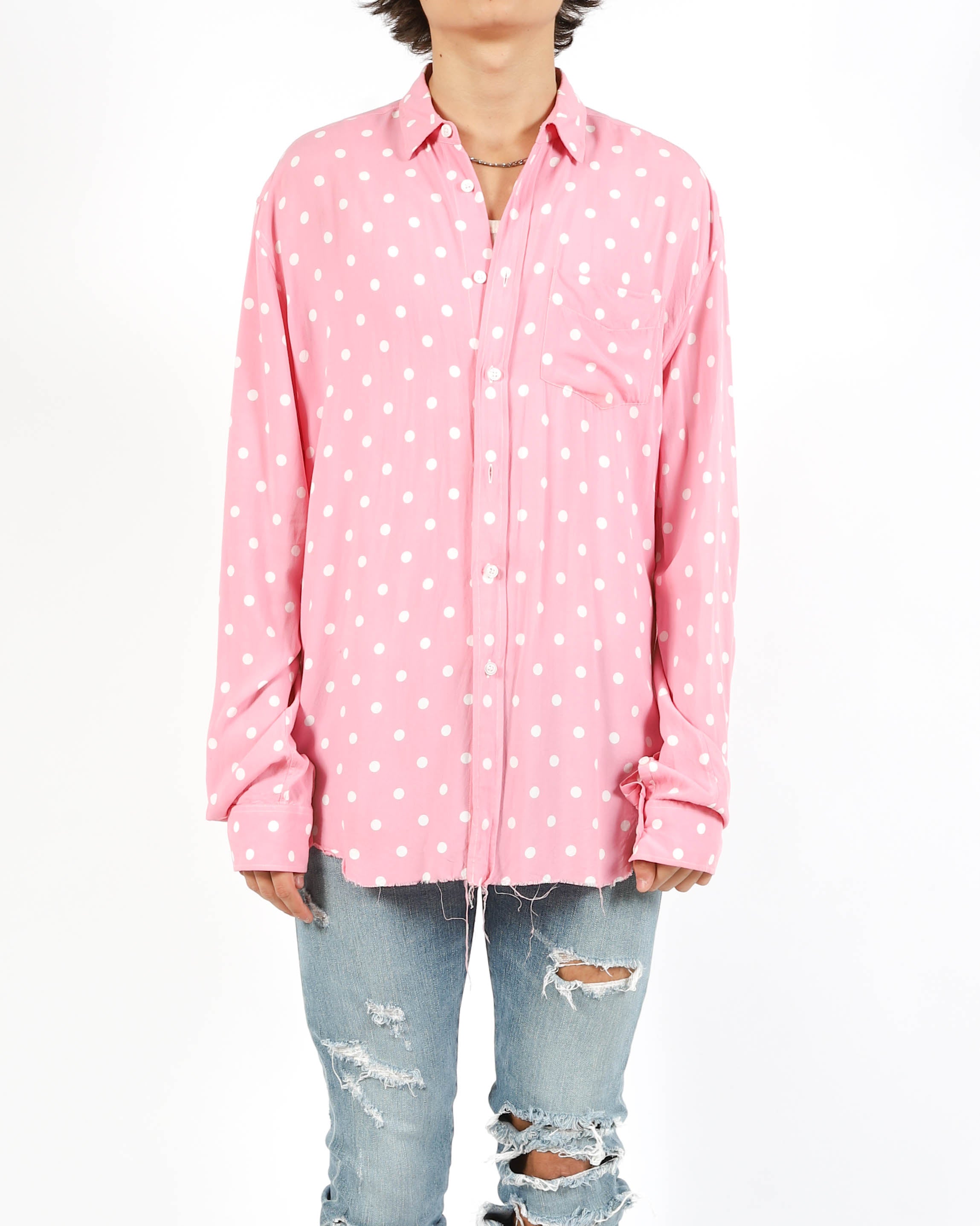 SS16 Raw Hemd Polka Dot in Pink Viscose