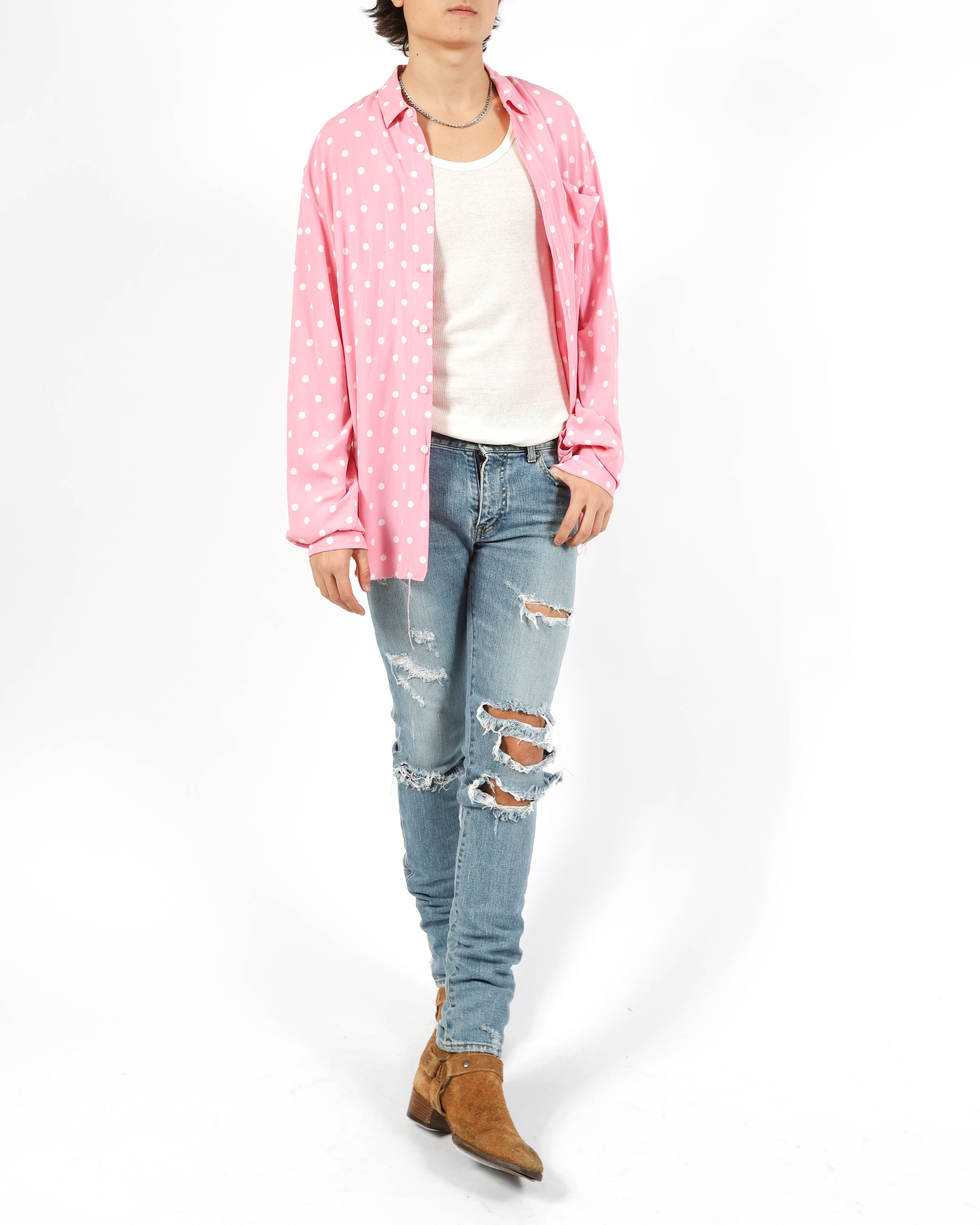 SS16 Raw Hemd Polka Dot in Pink Viscose