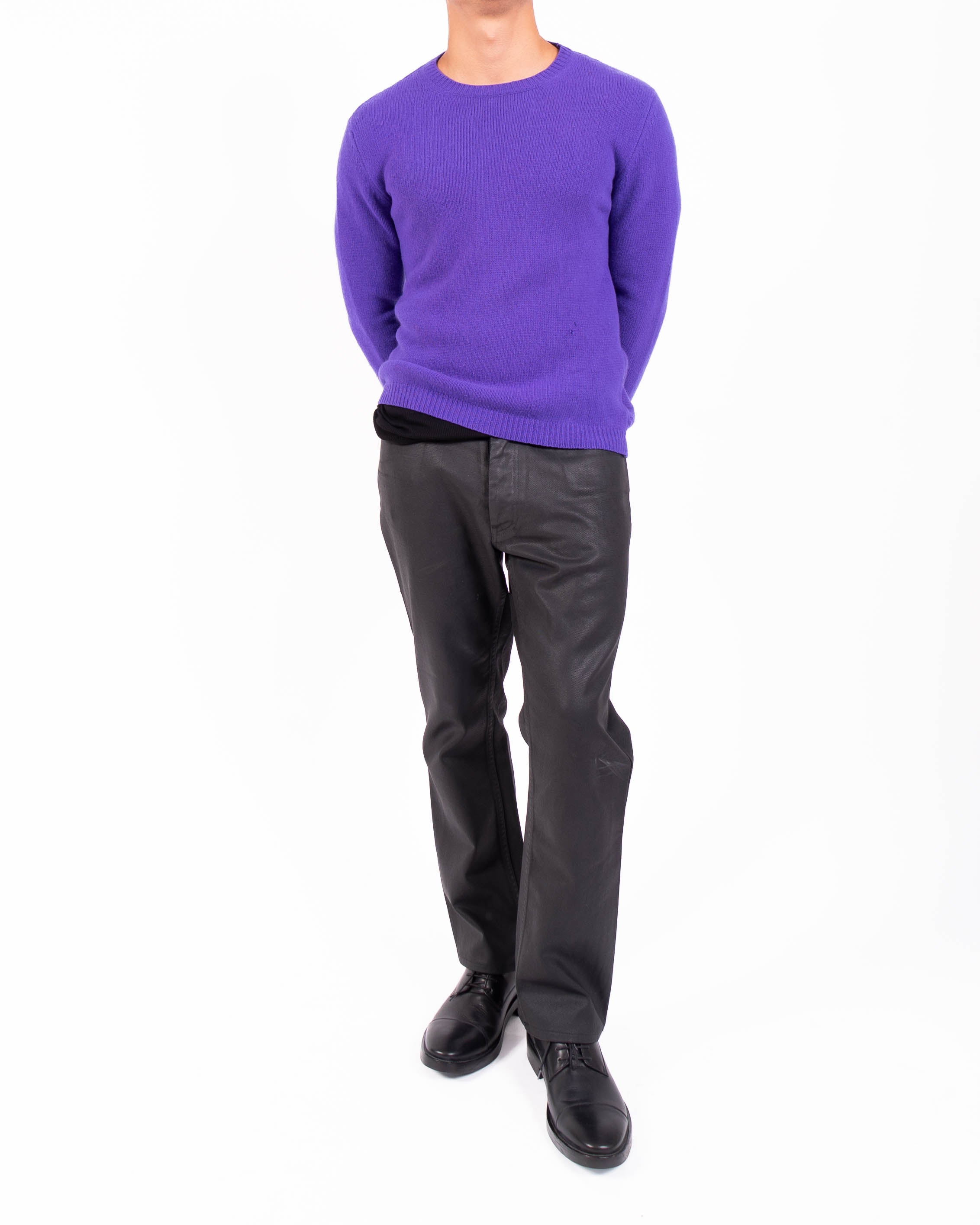 Round Hem Sweater in Purple Wool