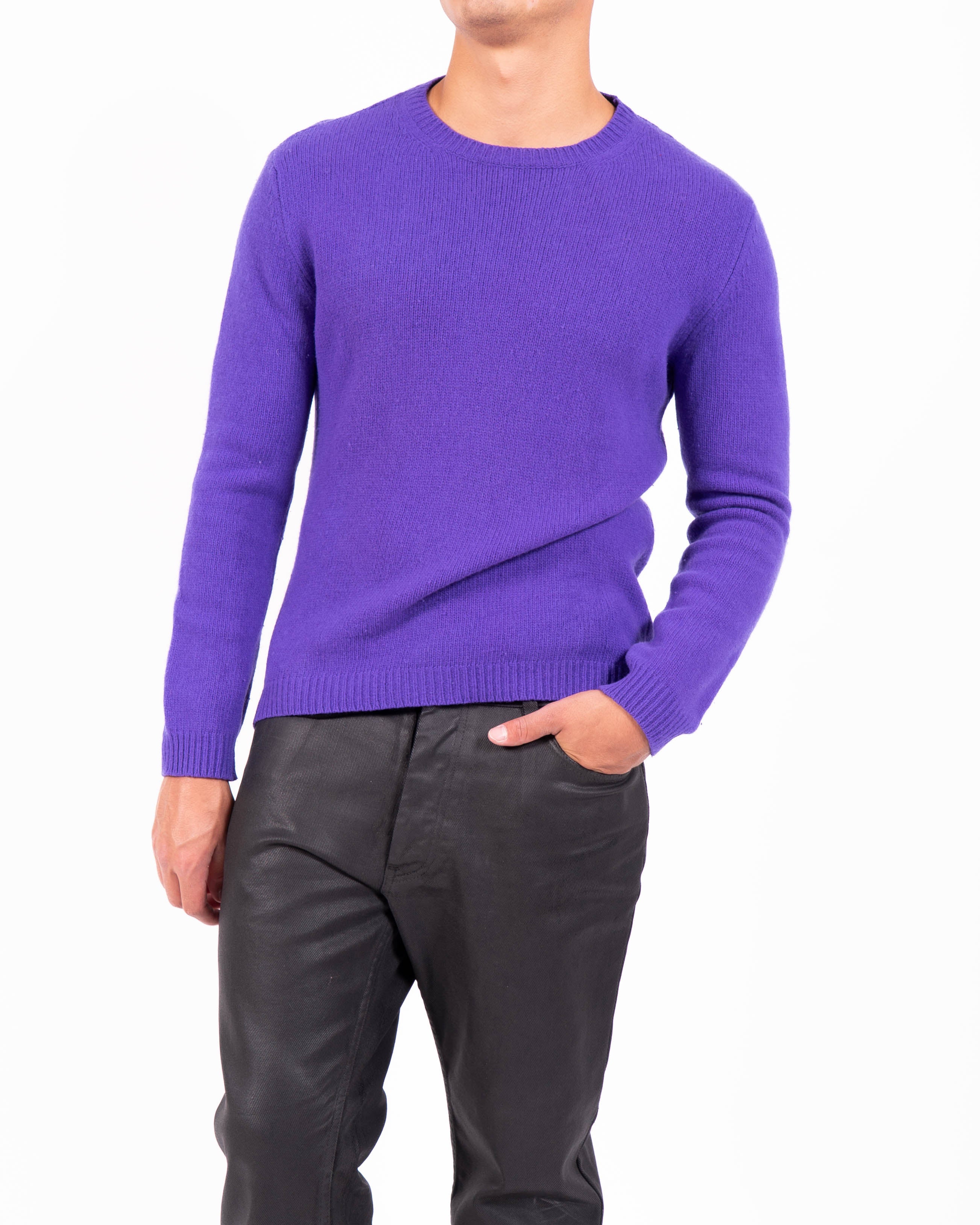 Round Hem Sweater in Purple Wool