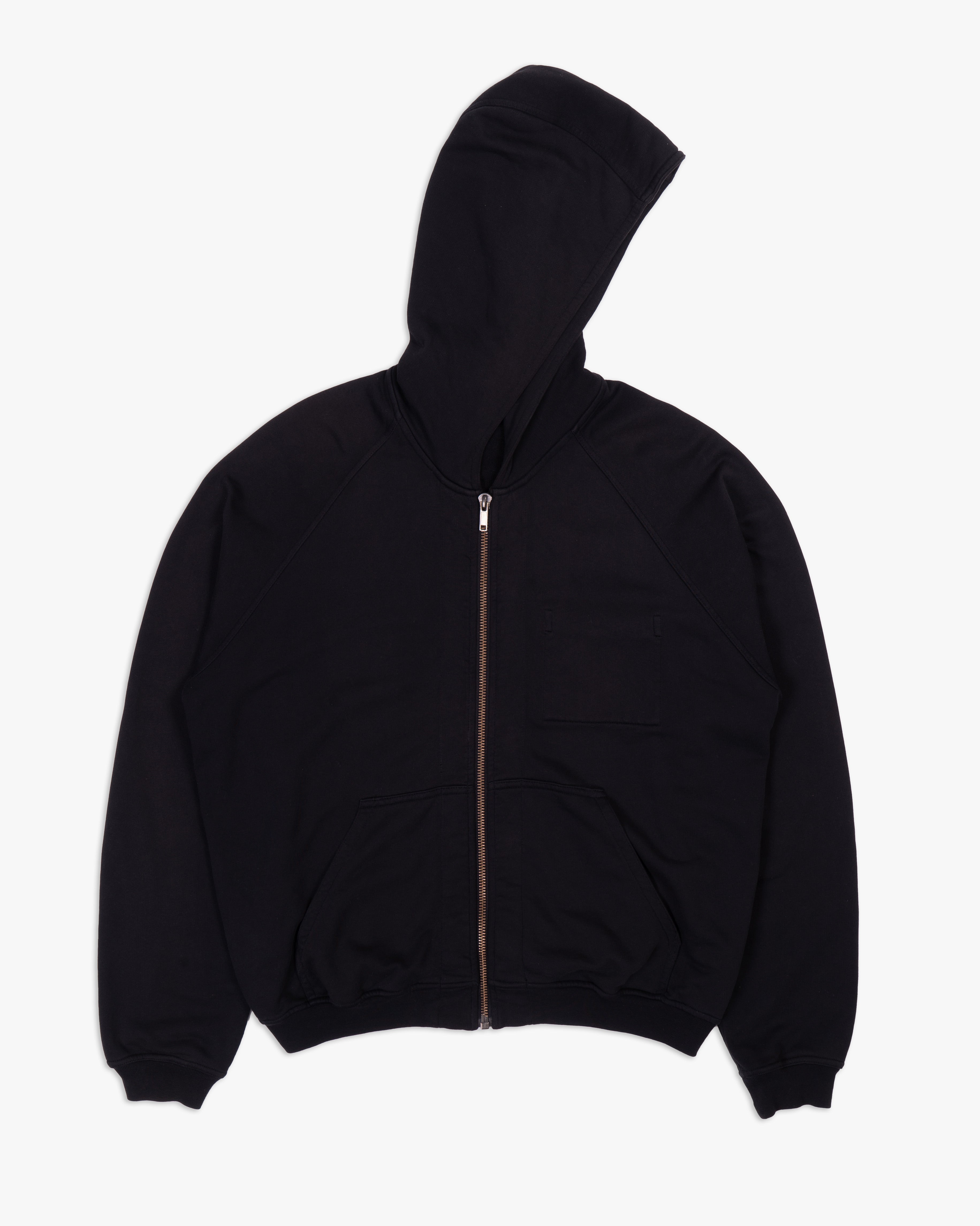 SS18  Oversized Zip-Hoodie With Pocket in Black Perth Cotton