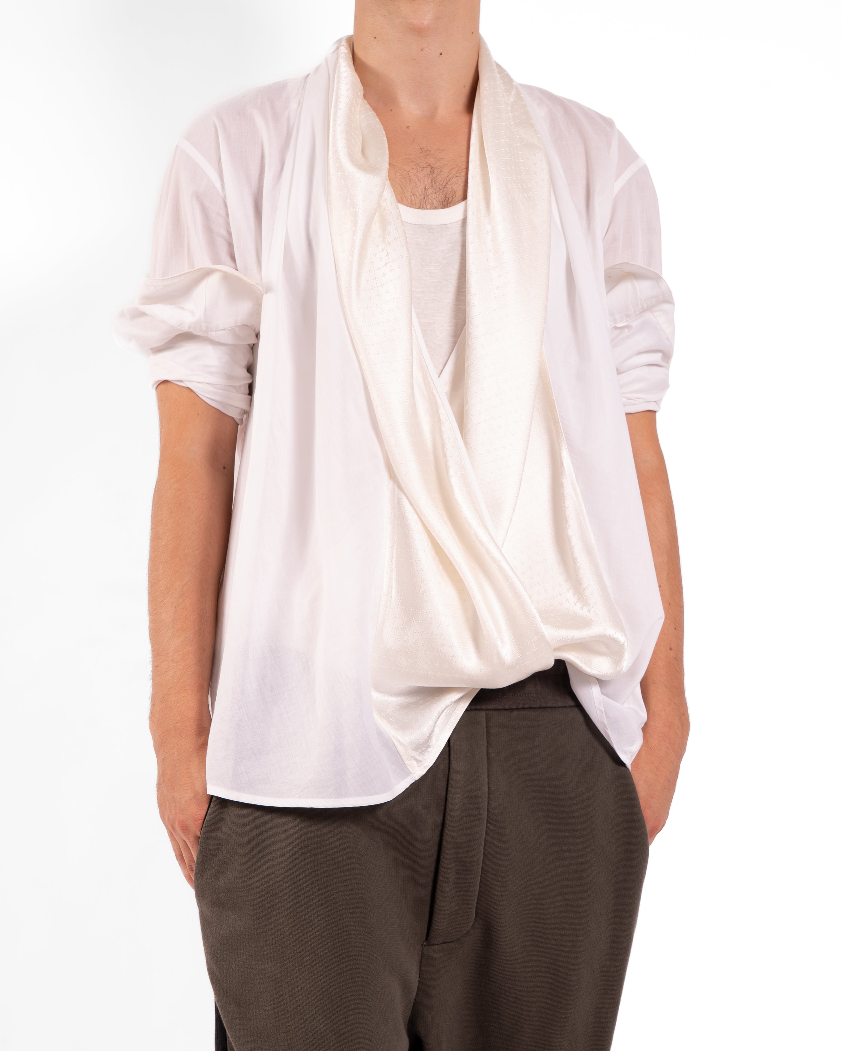 SS14 Oversized Drape Collar Shirt in Silk & Cotton