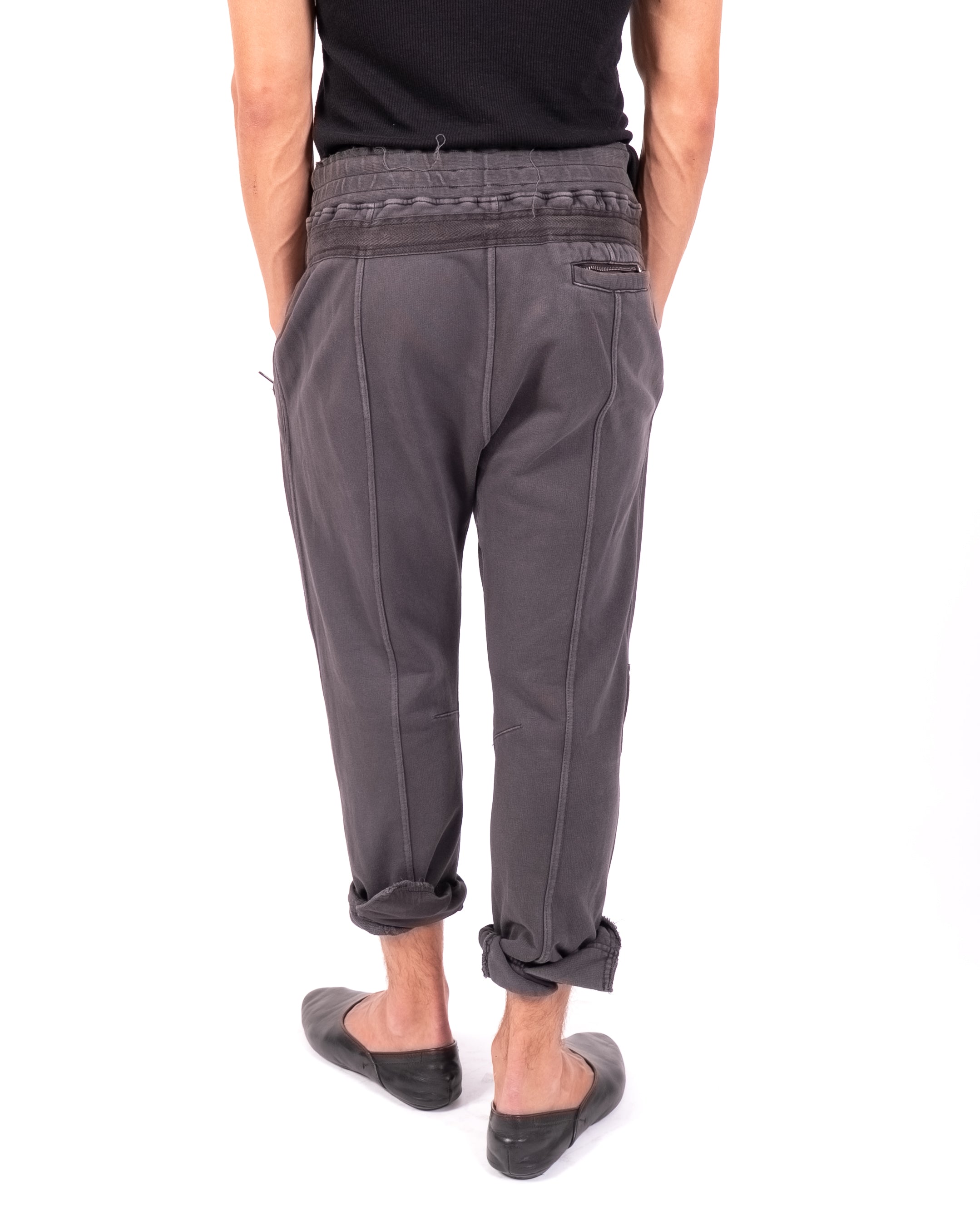 SS16 Cropped Distressed Sweatpants in Washed Grey Perth