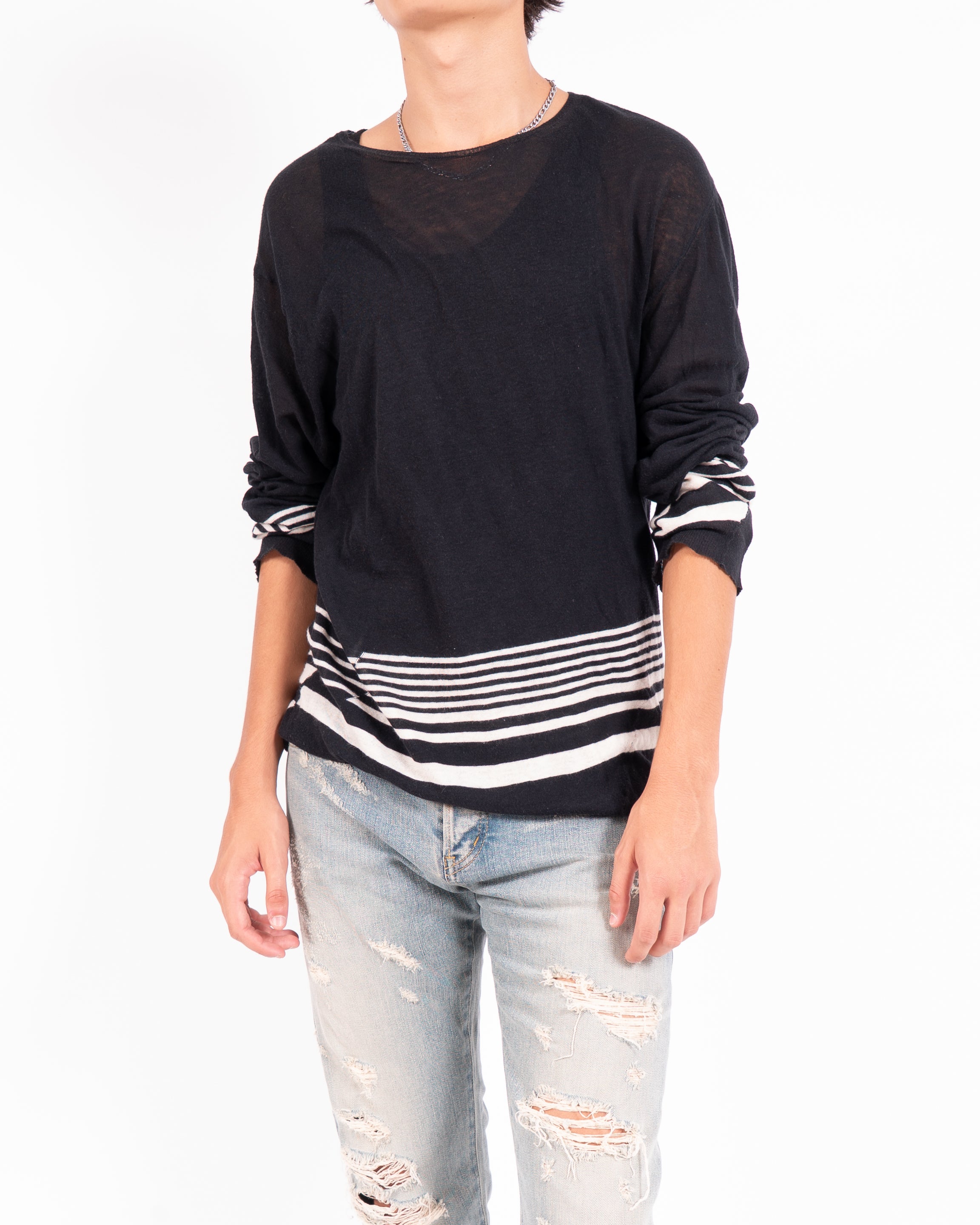 SS16 Striped Knit in Black & White Cashmere