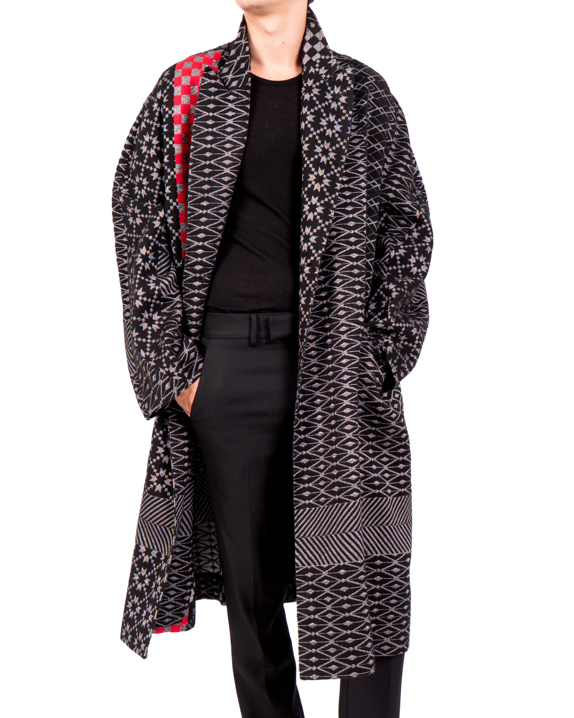 FW19 Oversized Coat in Grey Wool Jacquard