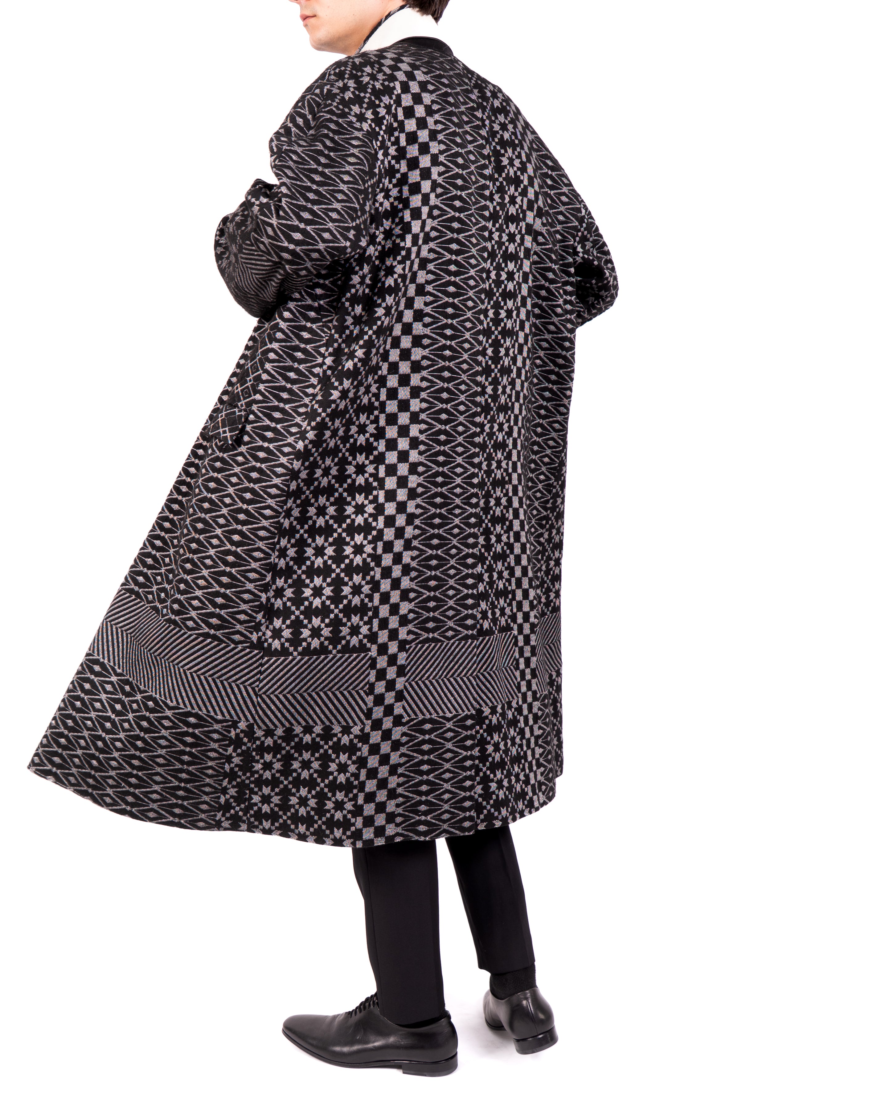 FW19 Oversized Coat in Grey Wool Jacquard
