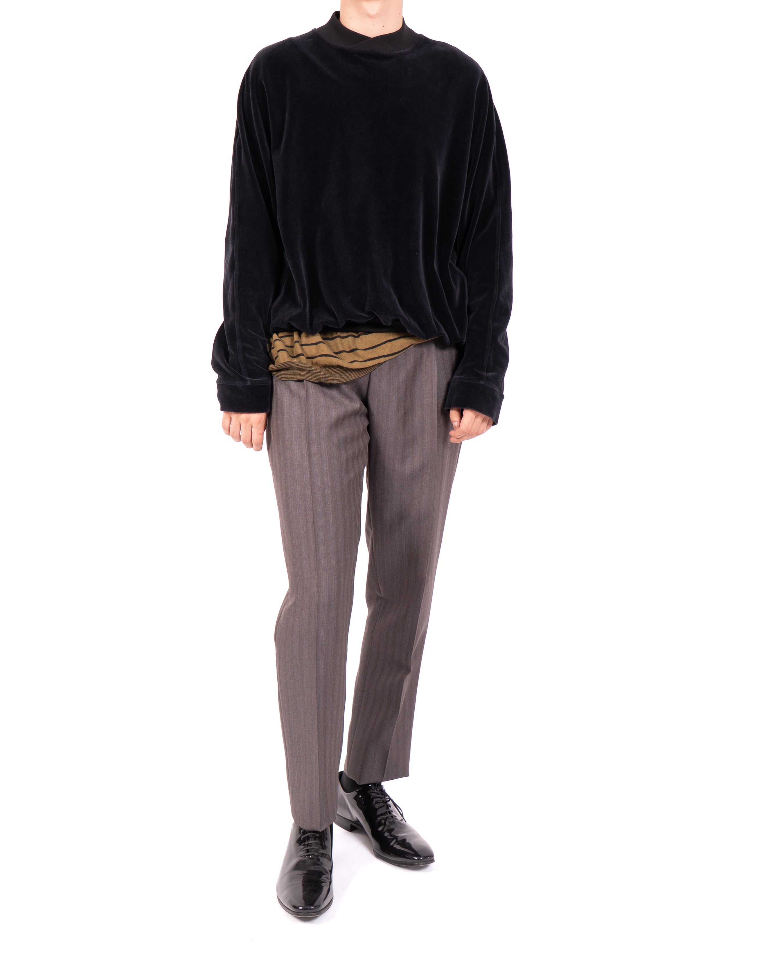 FW15 Oversized Shawl Collar Sweatshirt in Black Velvet