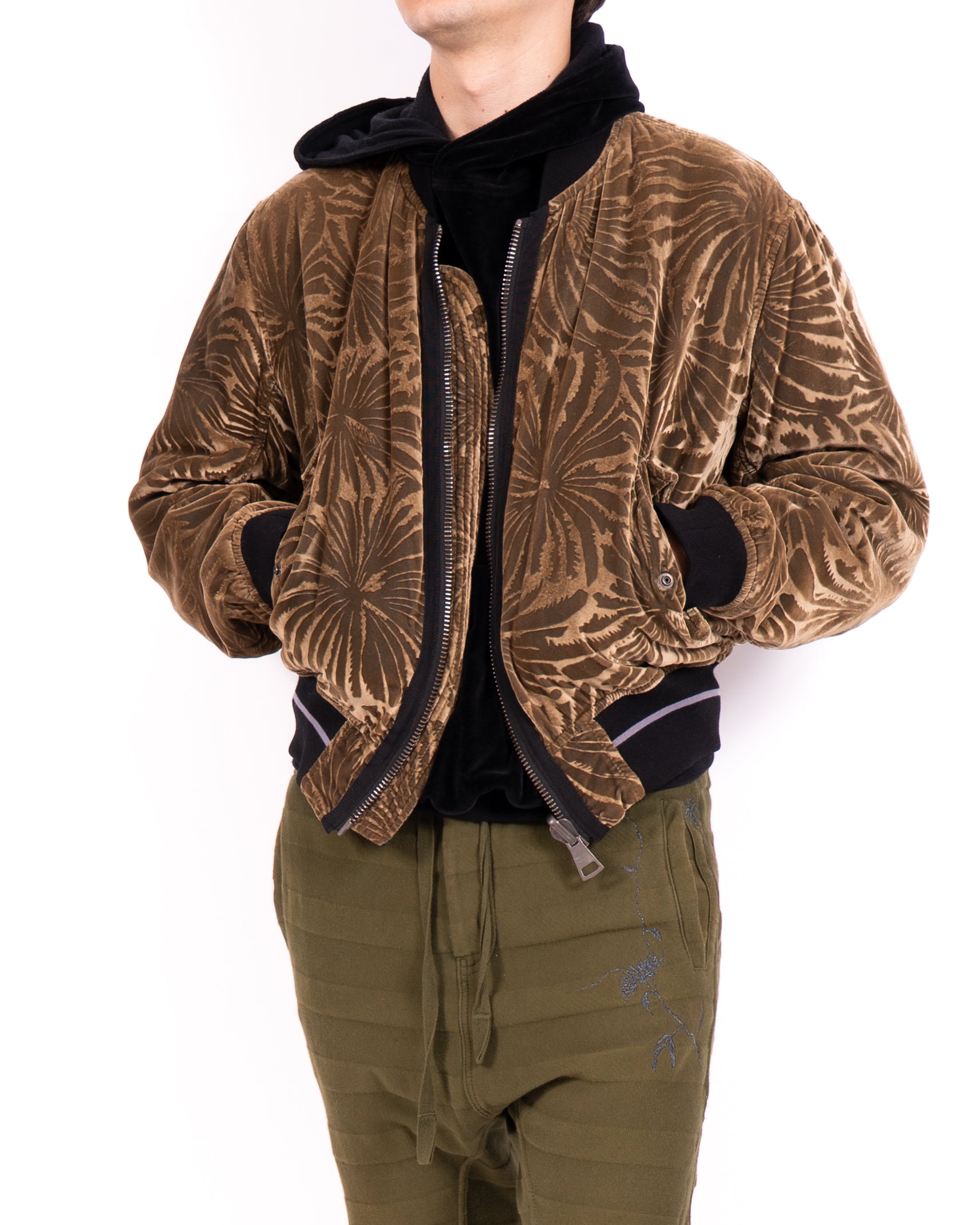 FW18 Reversible Bomber in Golden Floral Velvet