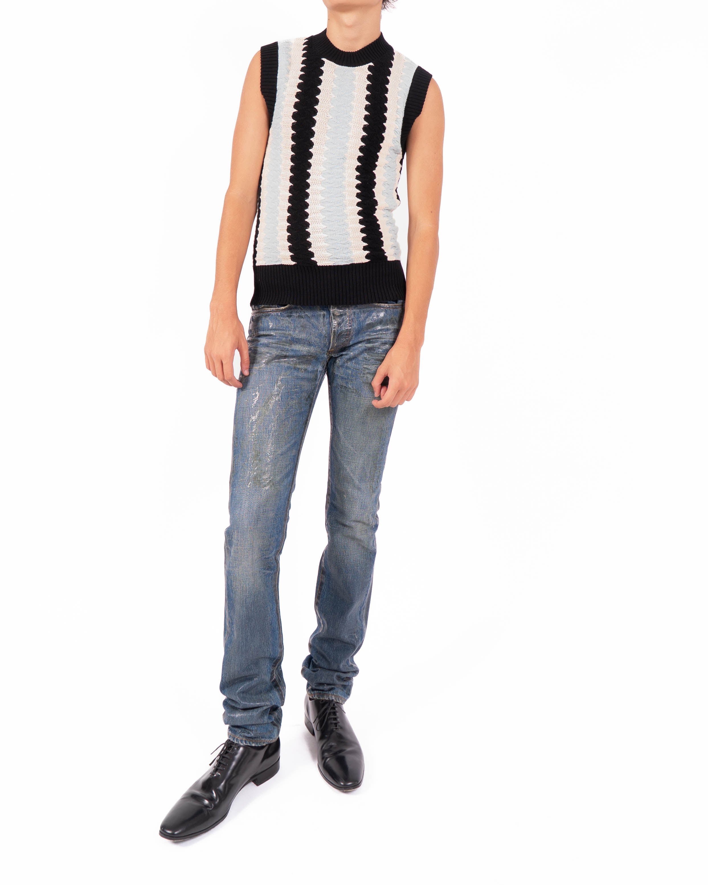 SS19 Sleeveless Vest in Multicolor Wool Knit