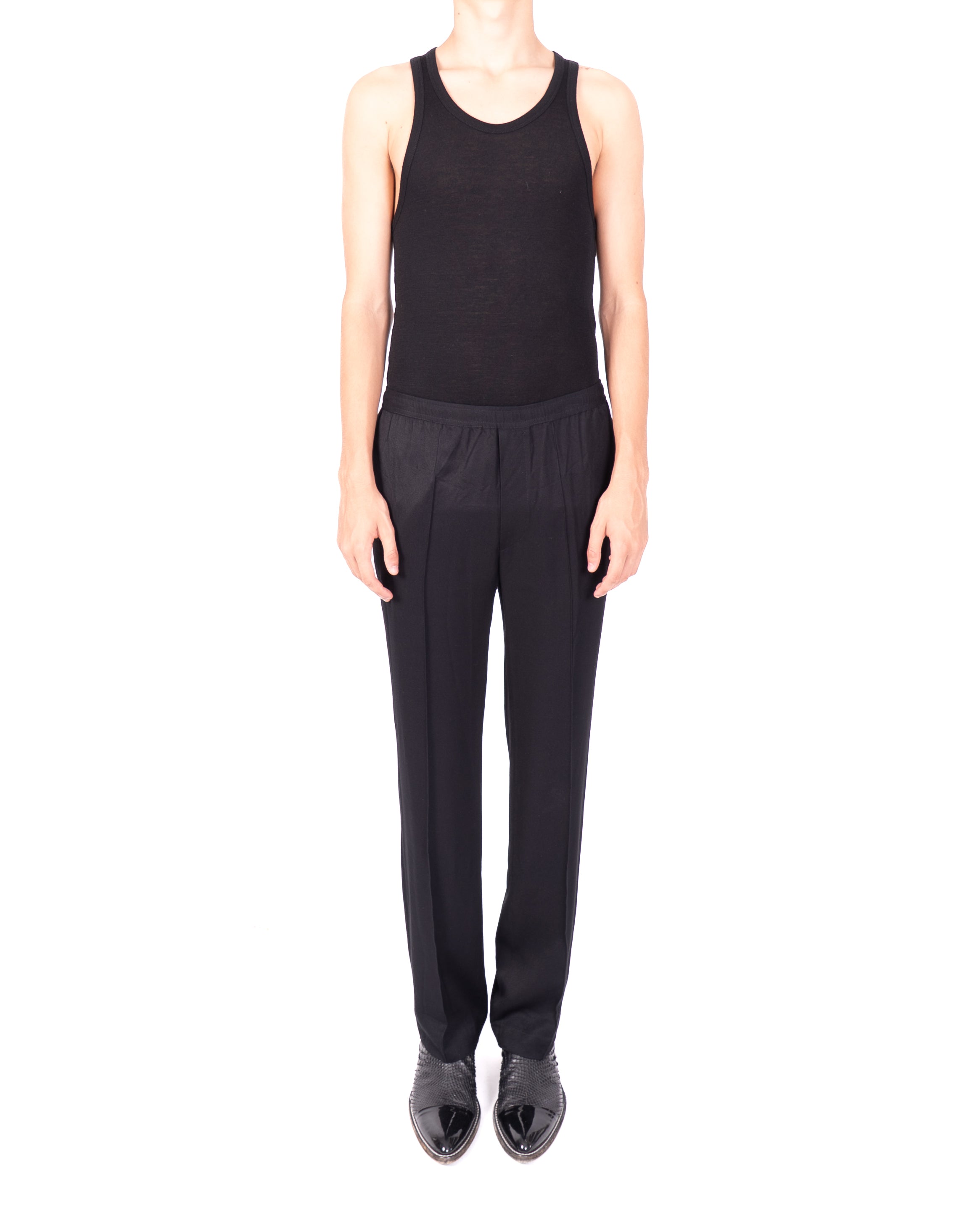 SS20 Elastic Waistband Trousers in Soft Black Viscose