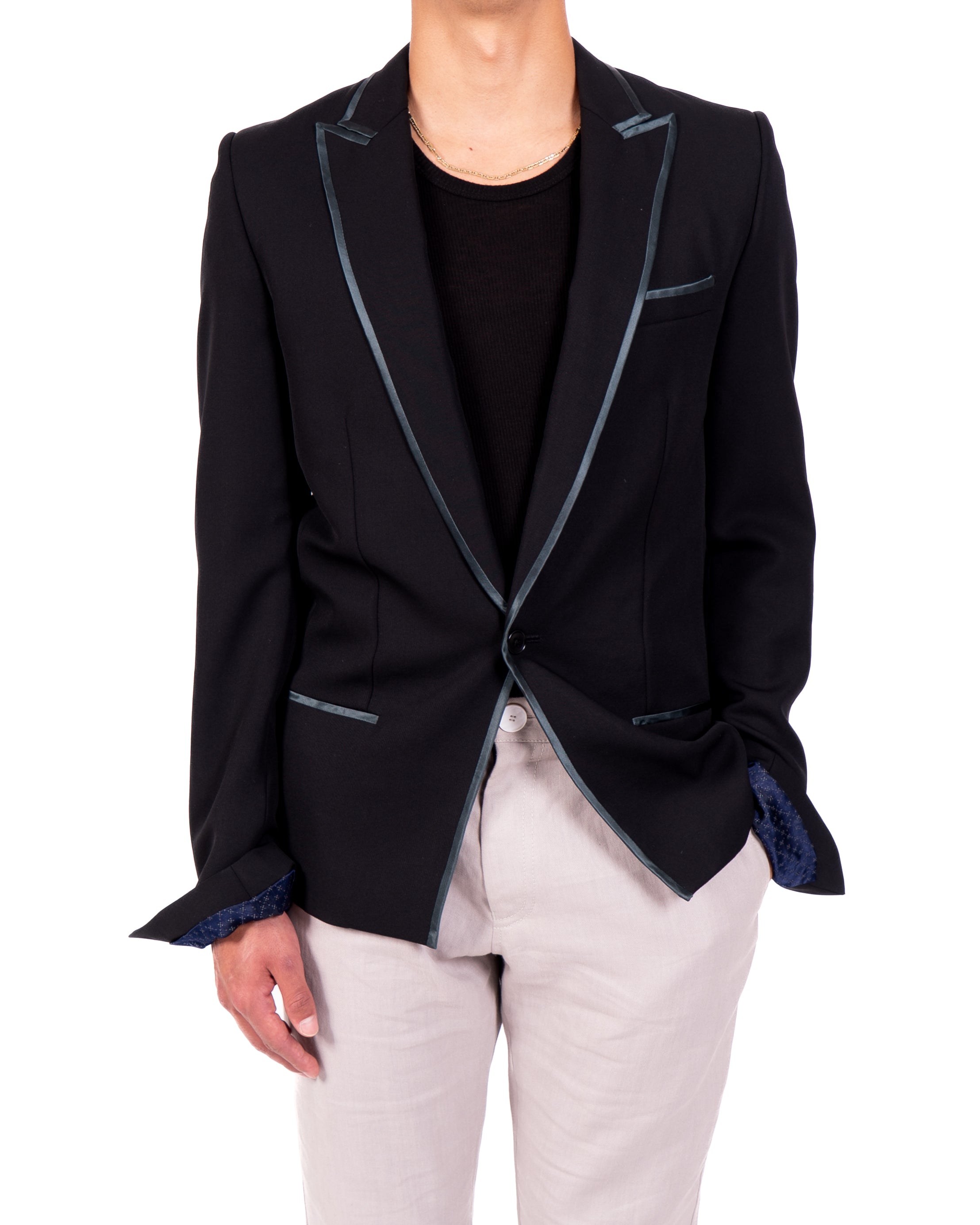 SS14 Classic Silk Lined Blazer in Black Wool