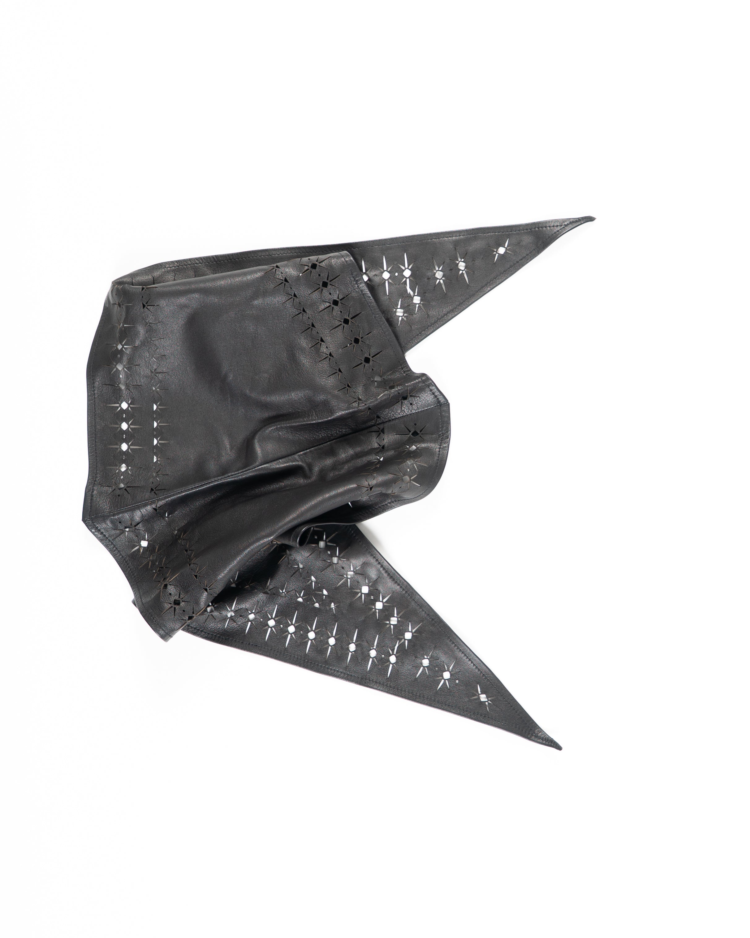 SS19 Lasercut Diamond Scarf in Black Leather