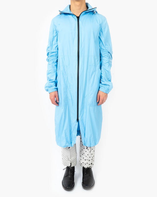 FW20 Blue Nylon Draped Raincoat