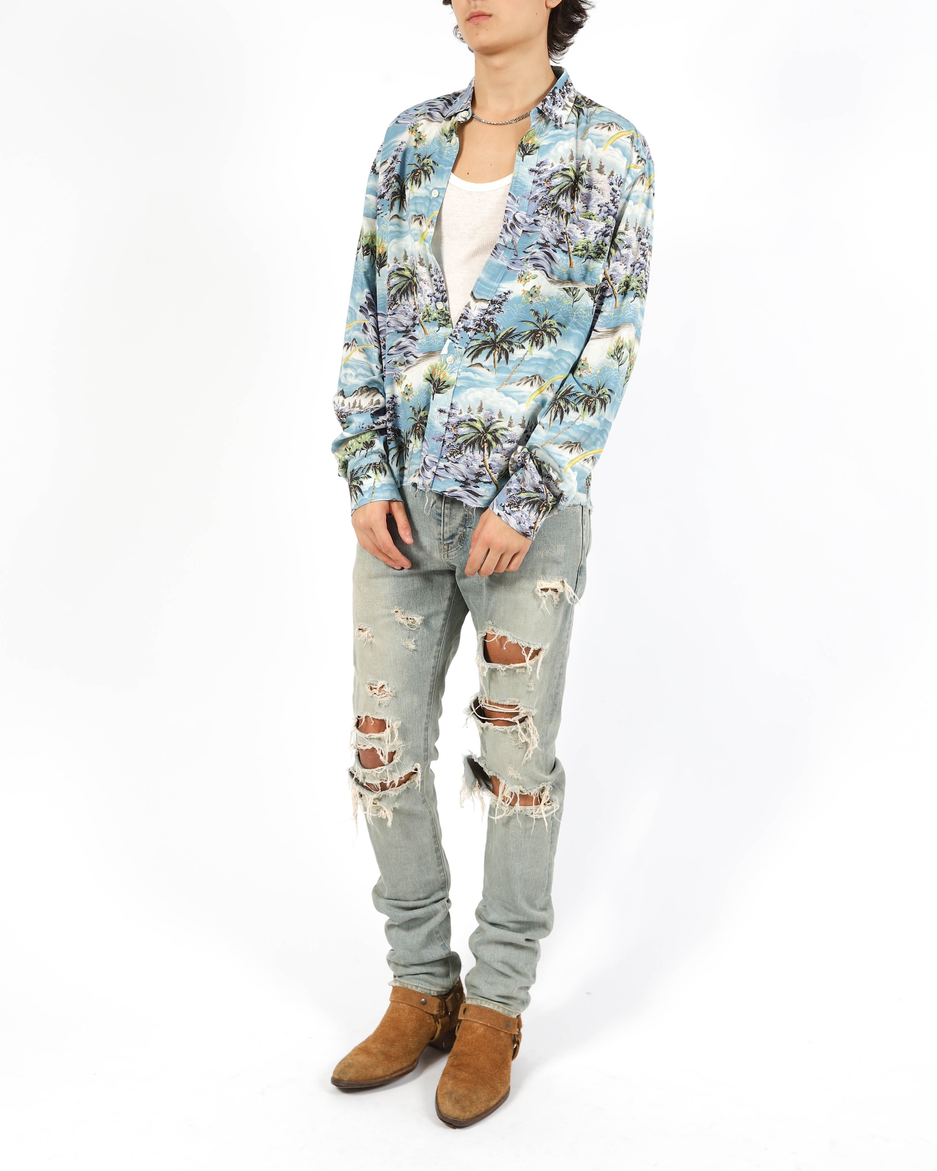 SS16 Raw Hem Hawai Shirt in Printed Viscose