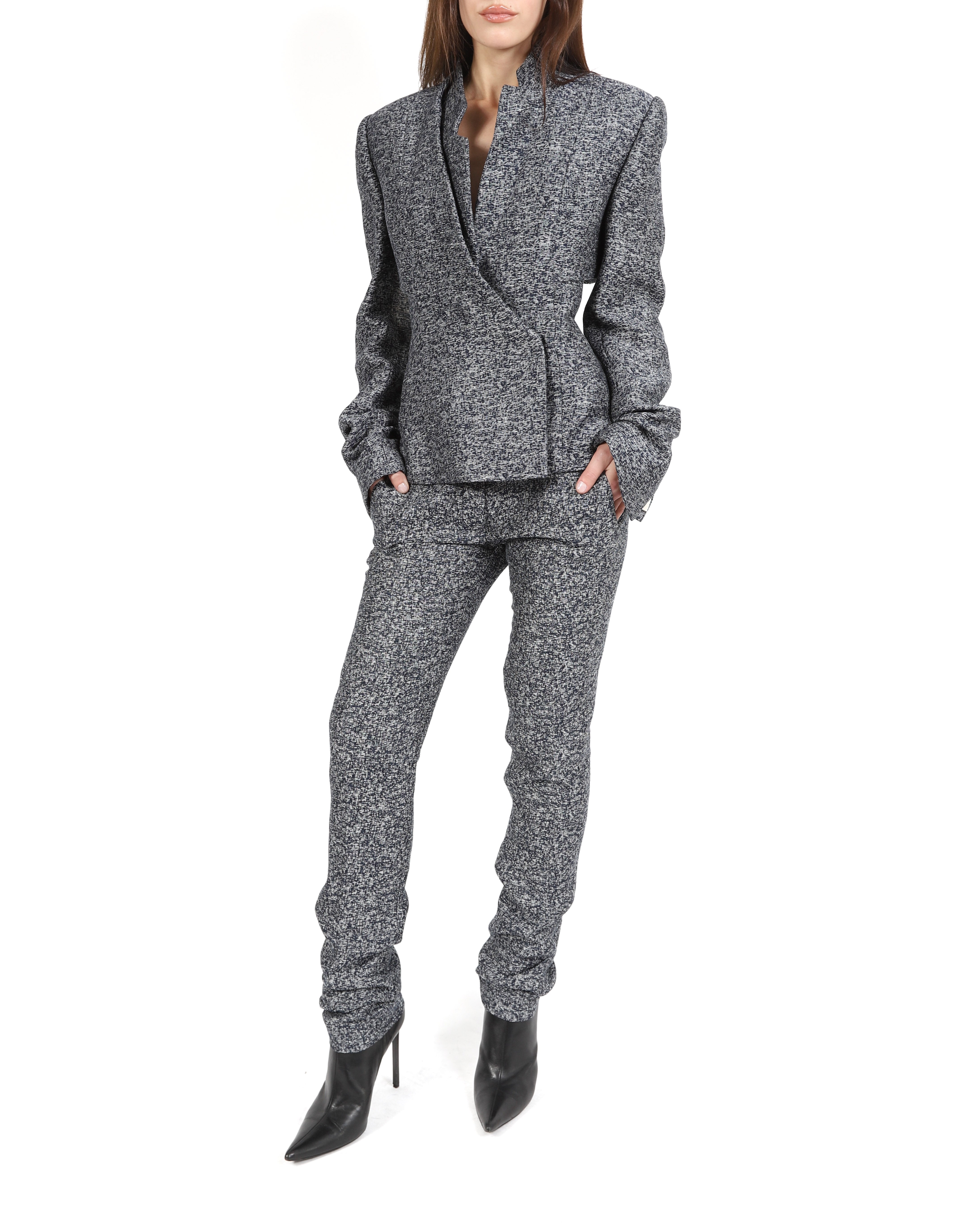 FW13 Tailored Blazer with Cut Outs in Blue and Ivory