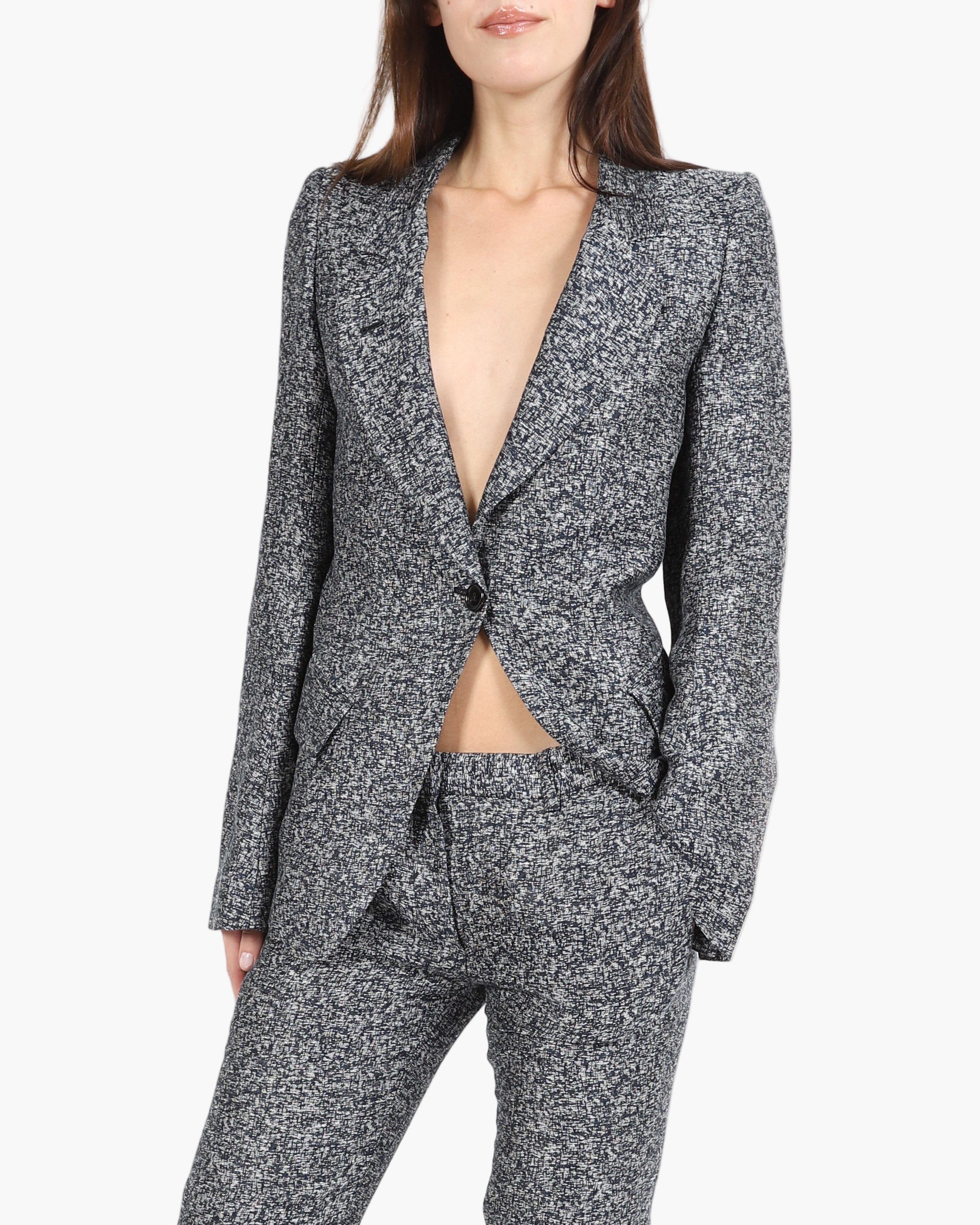 FW13 Classic Blazer in Blue & Grey Jacquard