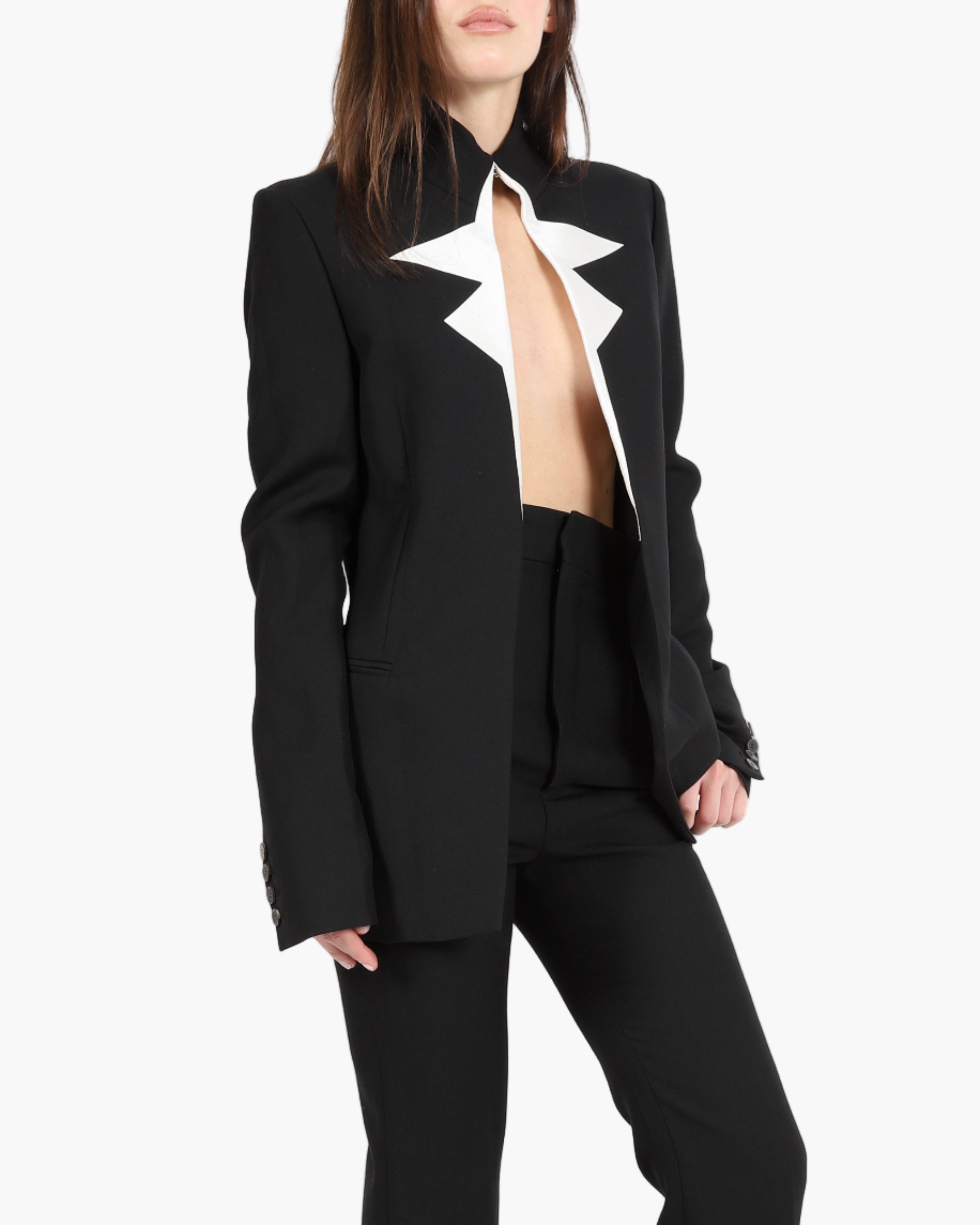 FW20 Silk Insert Blazer in Black Wool