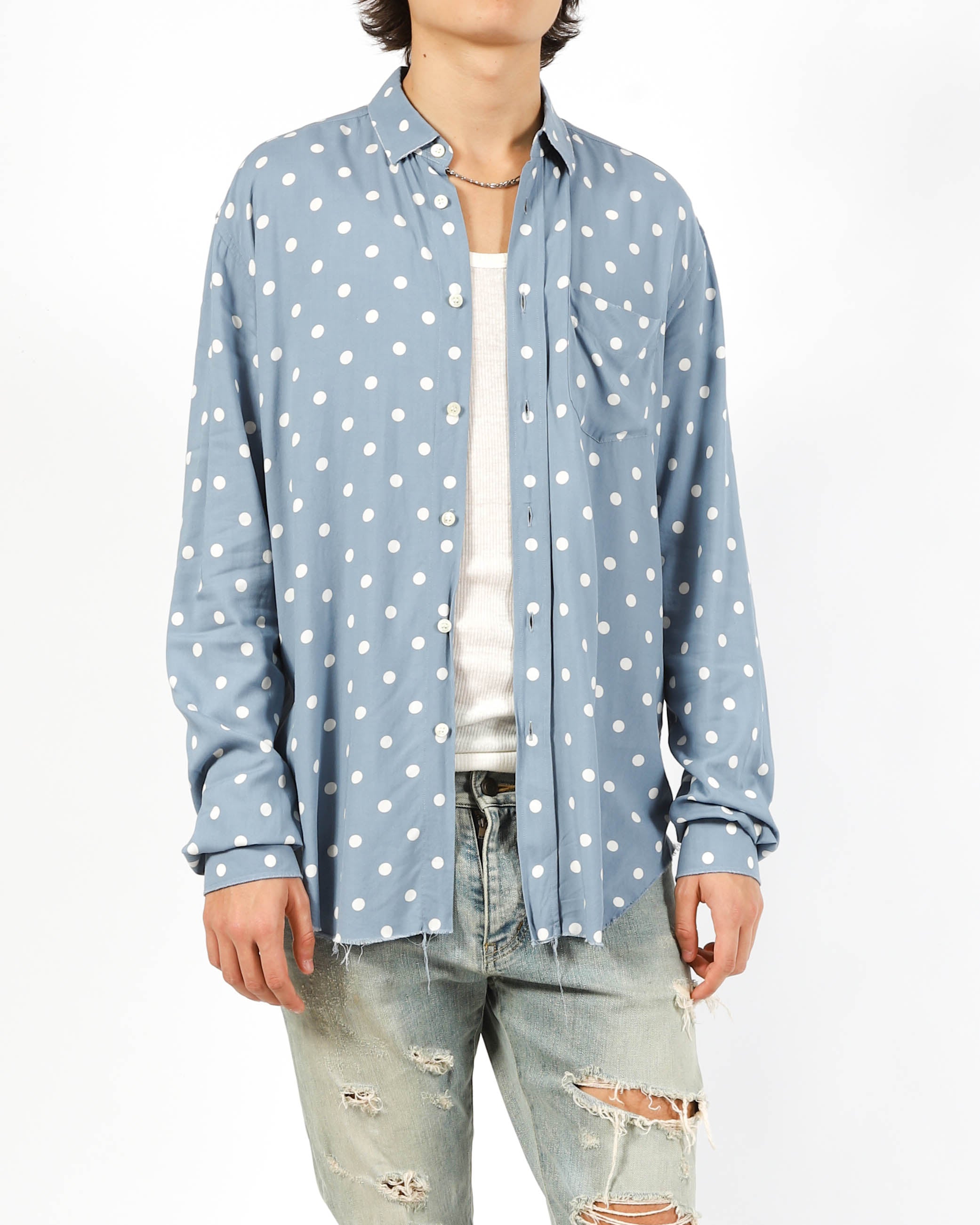 SS16 Raw Hemd Polka Dot in Light Blue Viscose