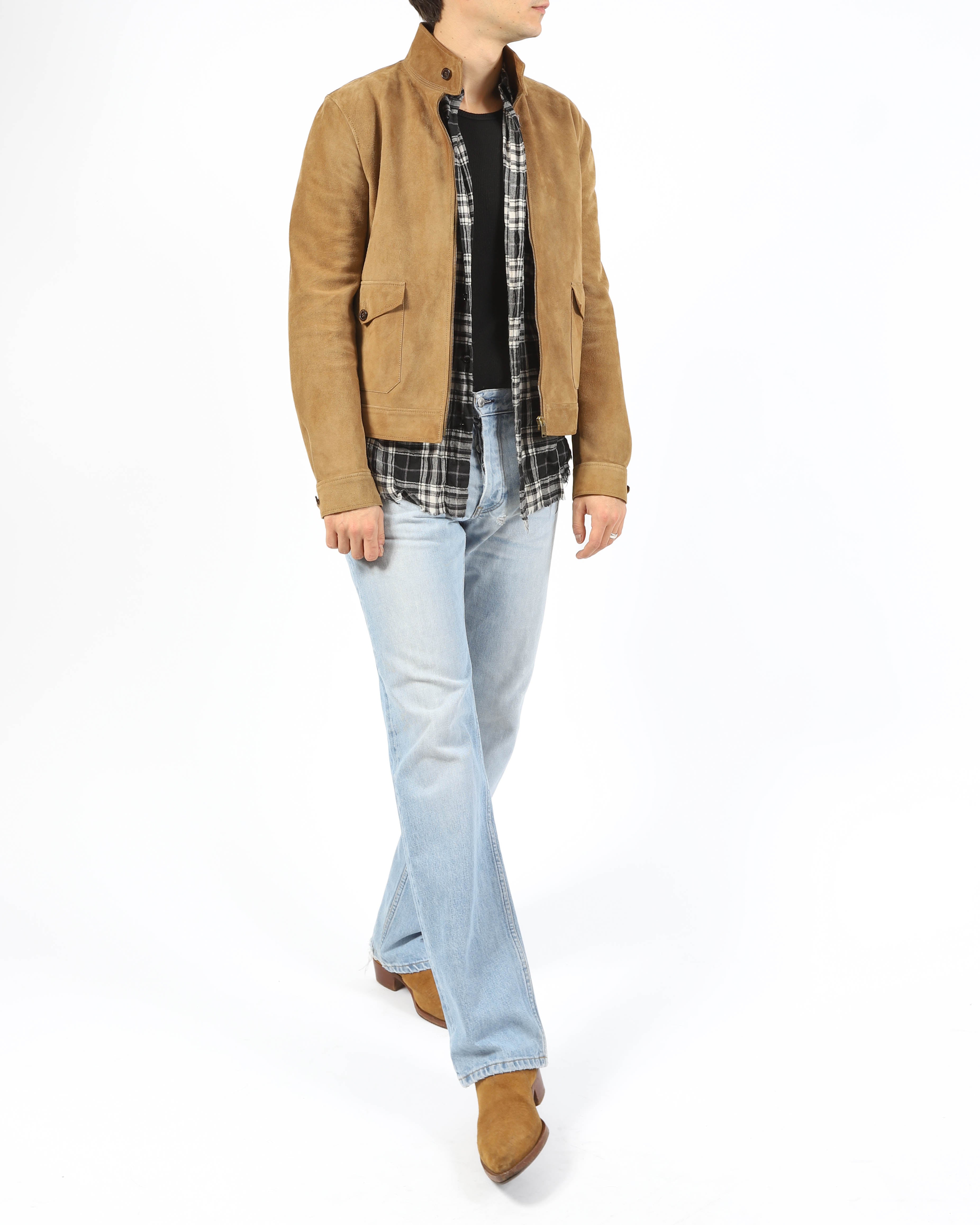 FW13 Classic Zip-Jacket in Beige Suede Leather