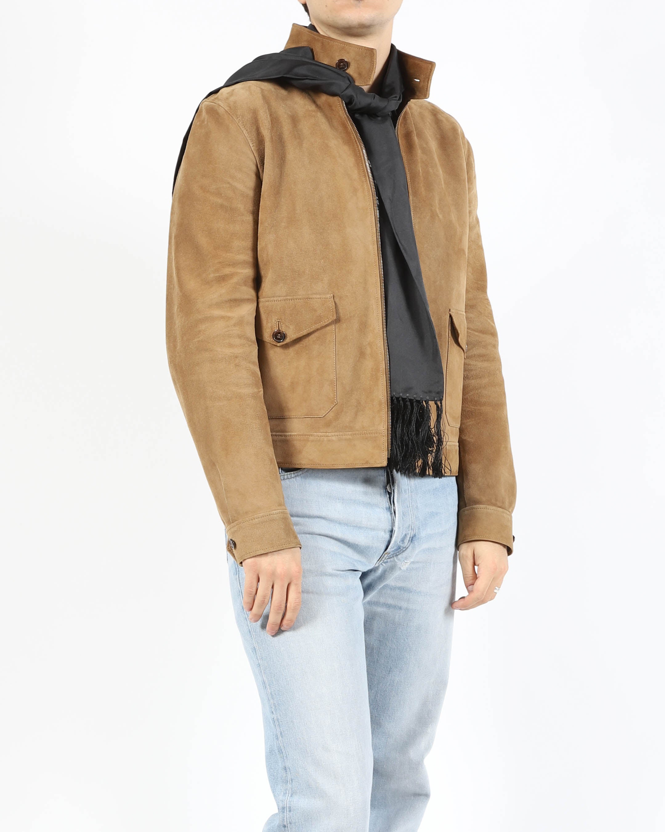 FW13 Classic Zip-Jacket in Beige Suede Leather
