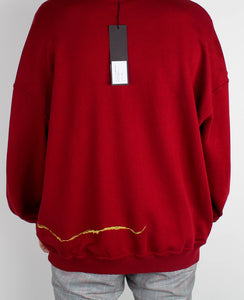 Red Oversized Embroidered Crewneck