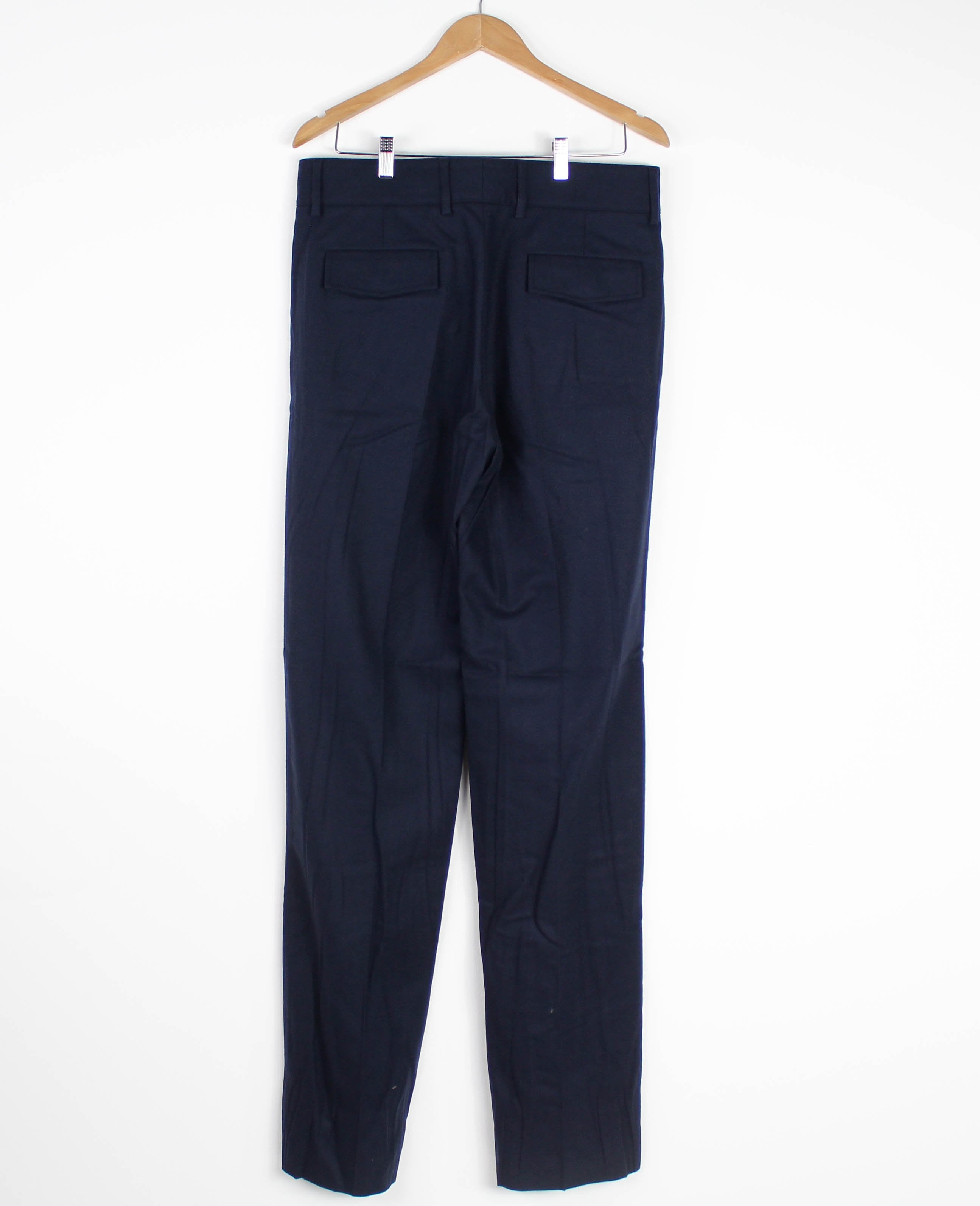 Navy Wool Pleated Trousers