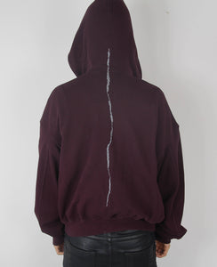 Burgundy Embroidered Buthan Zip-Hoodie