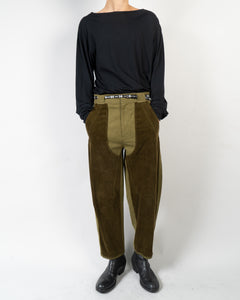 FW20 Green Relaxed Cord Patch Workwear Trousers
