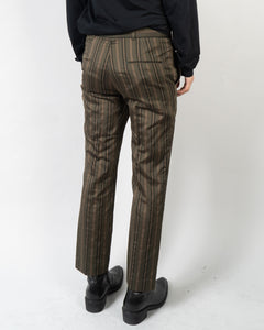 SS20 Green Striped Viscose Trousers