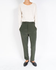 SS18 Khaki Casual Silk Trousers Sample