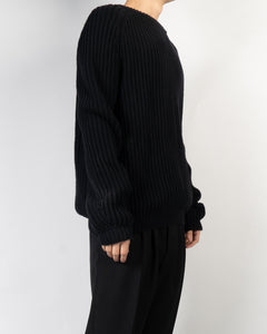 FW13 Black Oversized Ribbed Knit Sweatshirt
