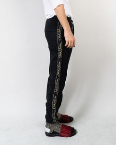 FW20 Black Embroidered Side Striped Perth Sweatpants