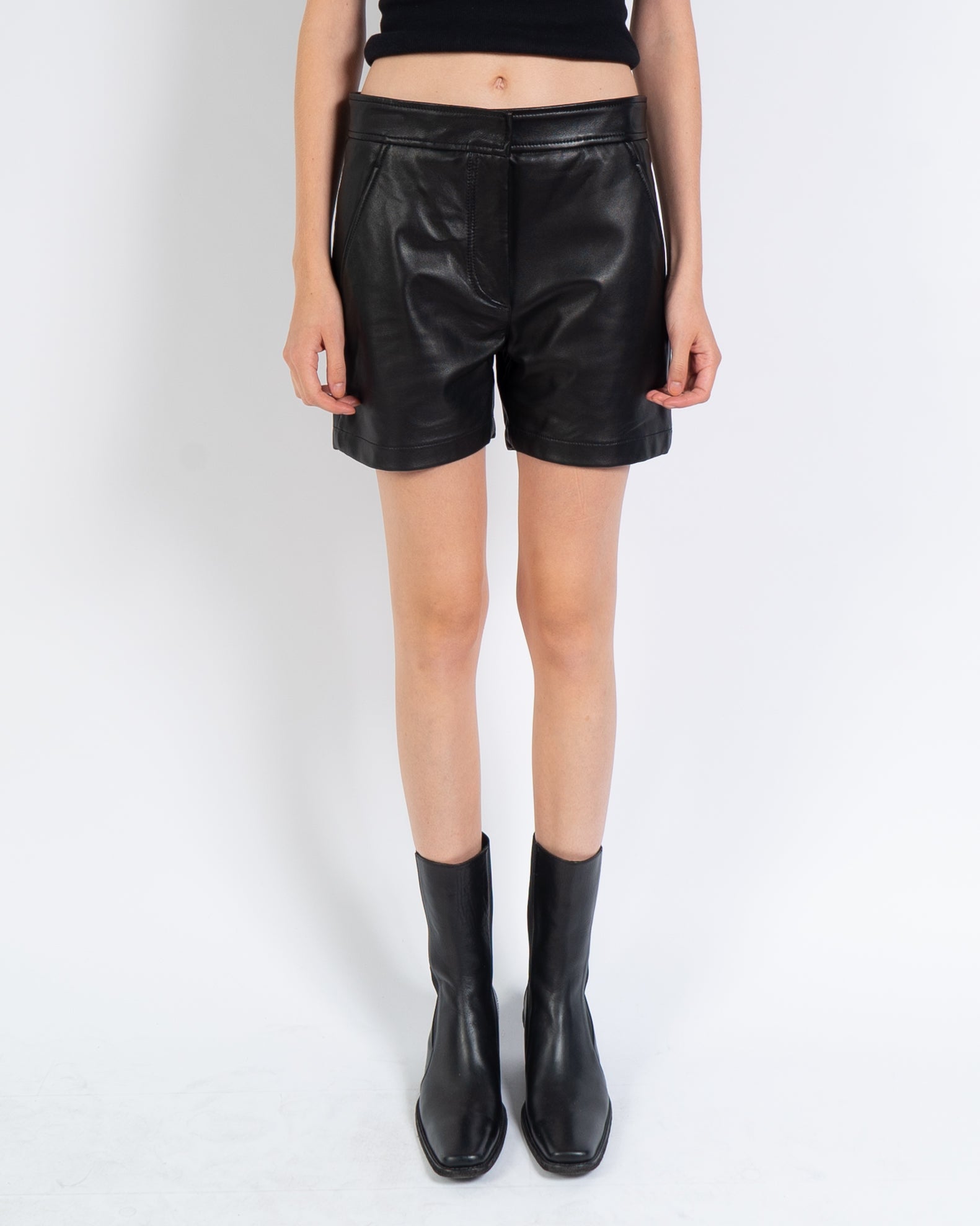 SS20 Miza Black Leather Shorts